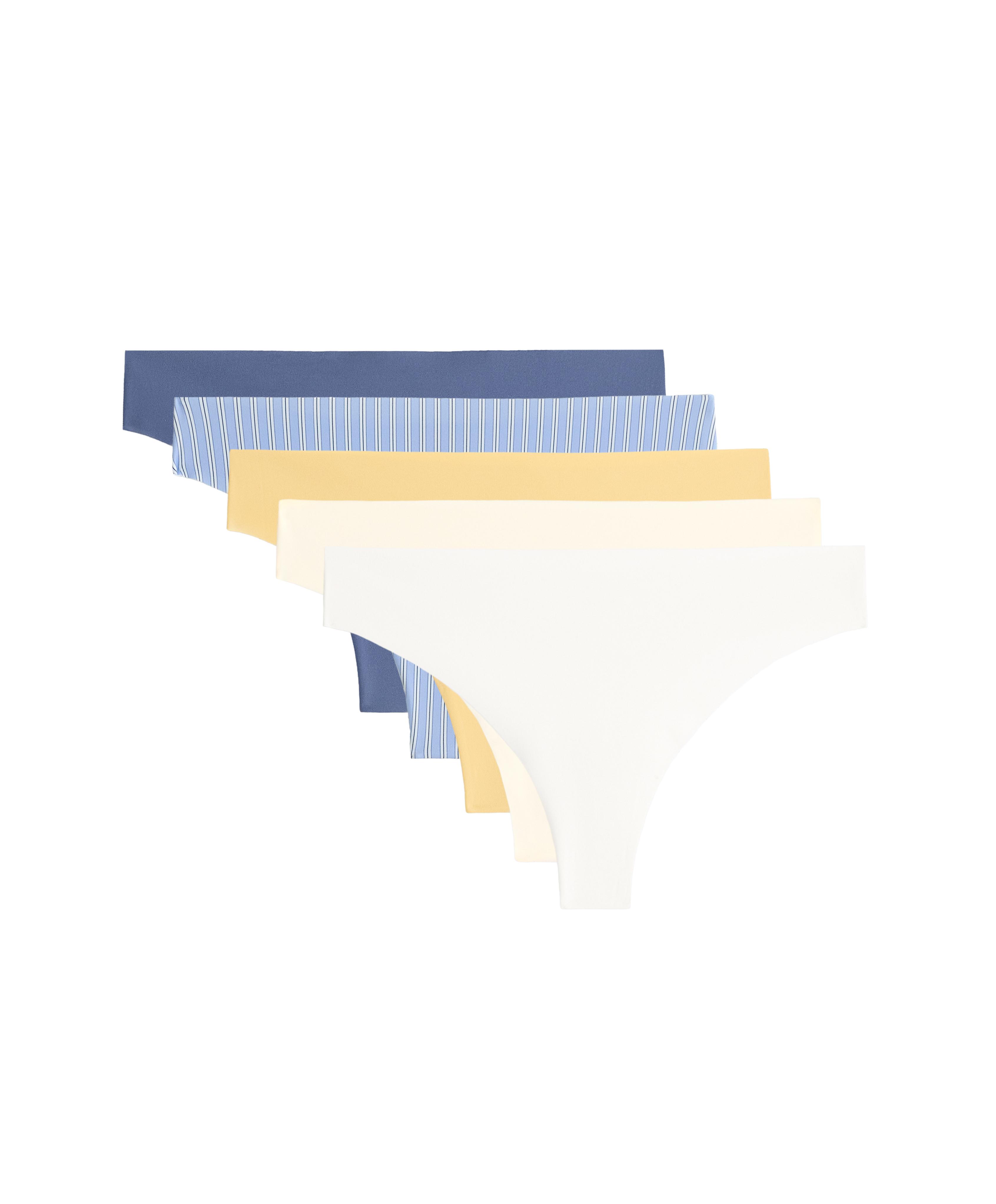 5 laser-cut invisible polyamide blend thongs — MID-YELLOW