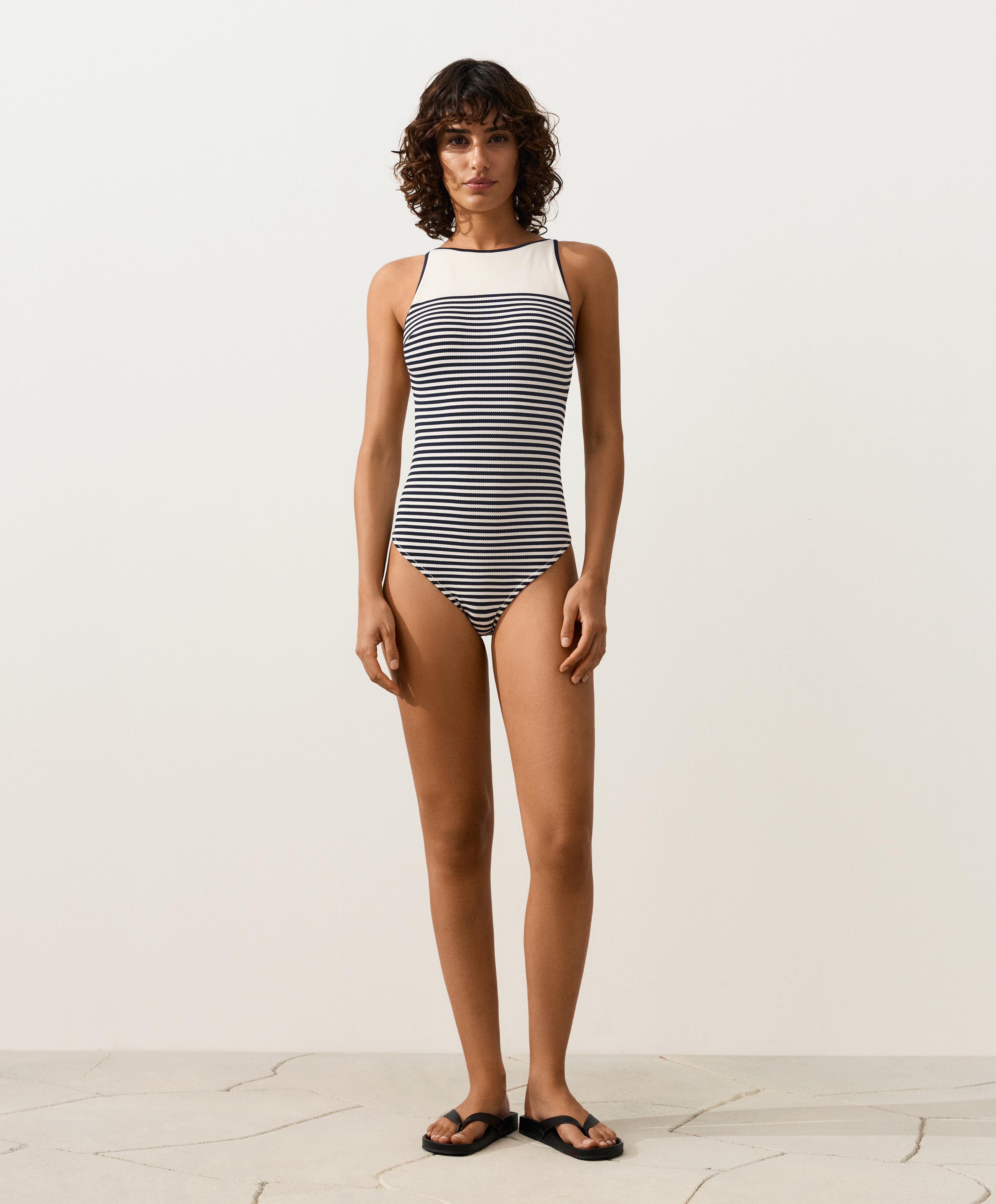 Traje de baño halter raya