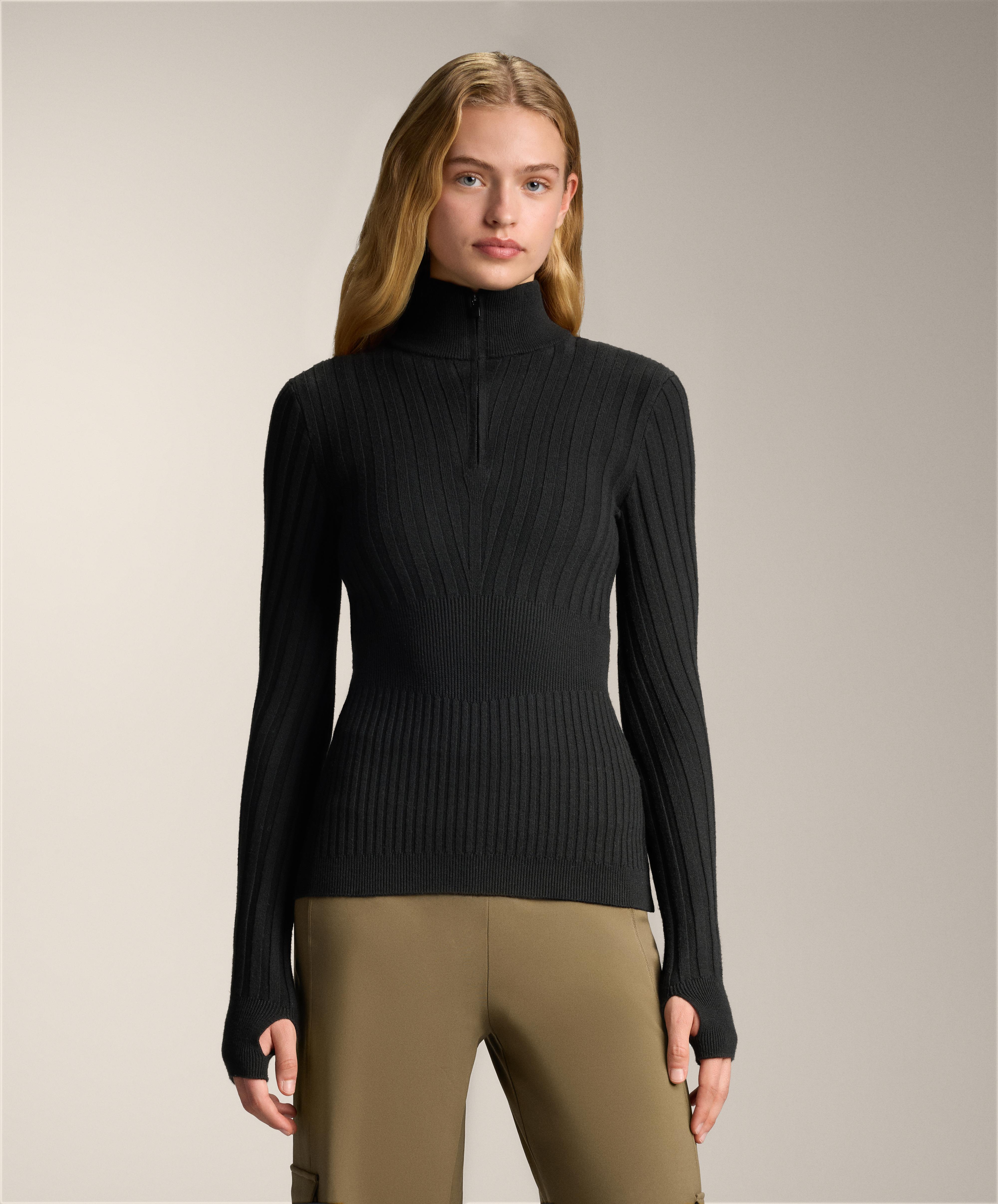 T-shirt thermique base layer en maille rib à col montant T-shirt thermique base layer en maille rib à col montant