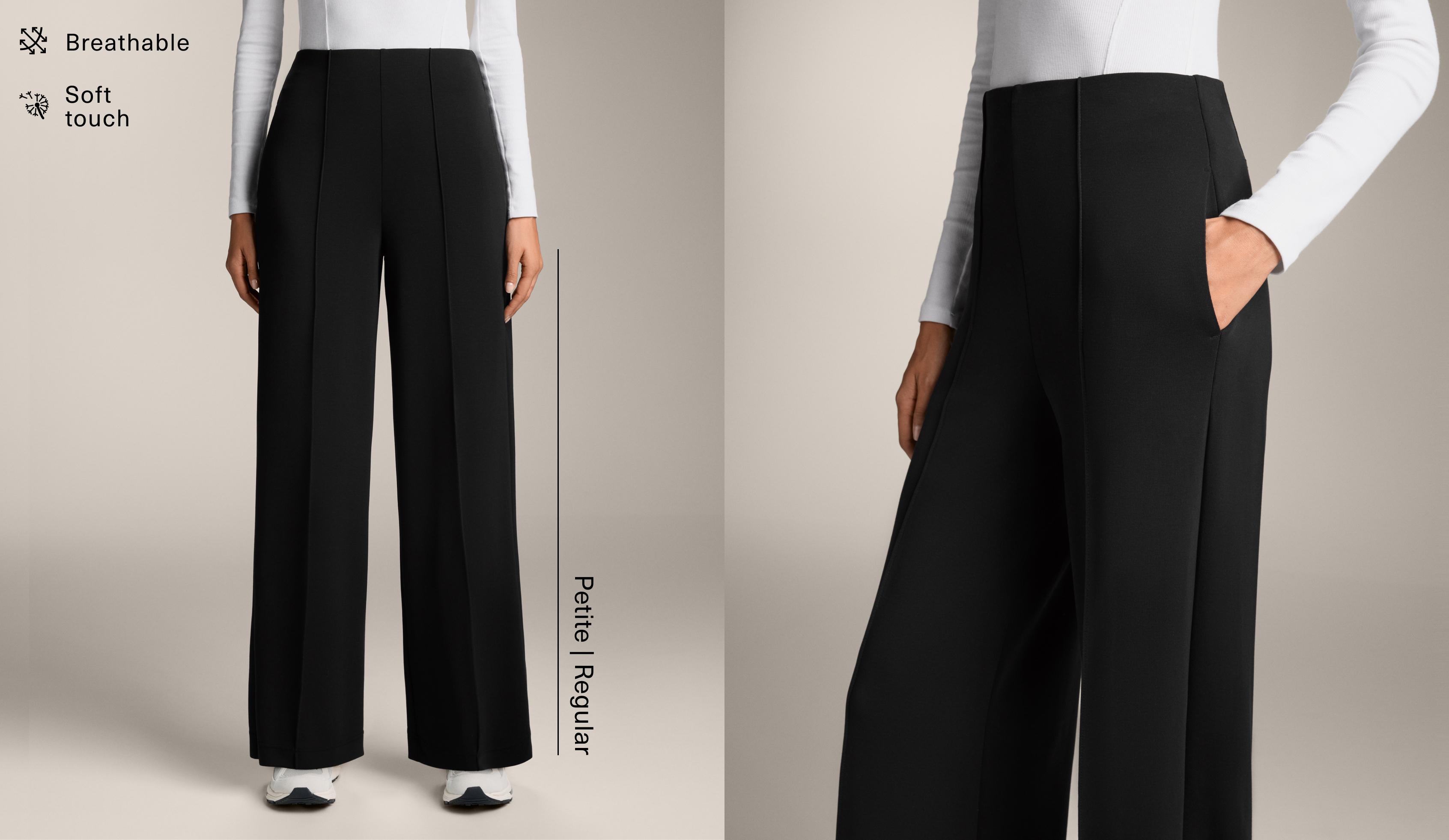 Straight-leg trousers with modal and crease — BLACK