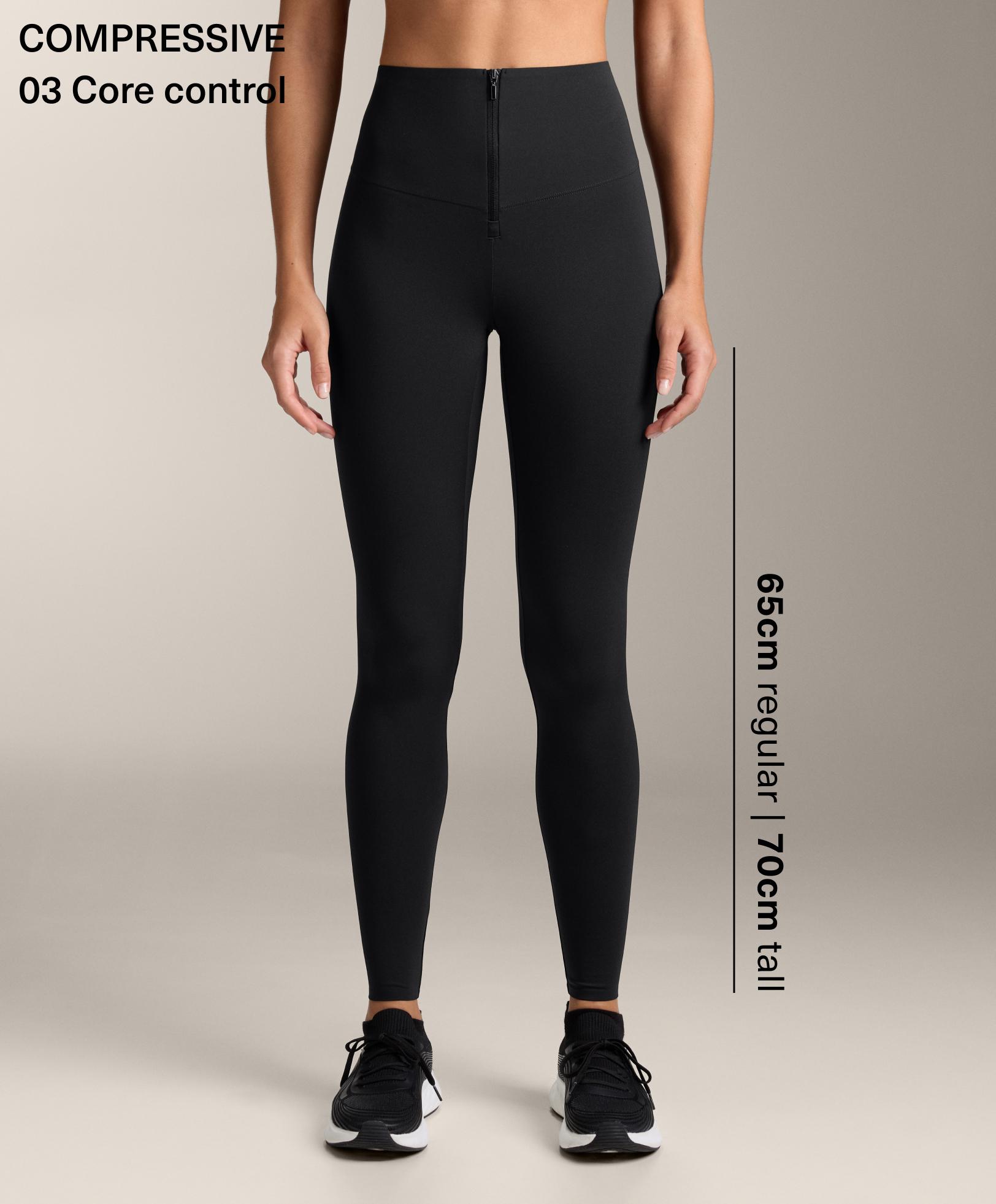 Compressive high-rise core-control ankle-length leggings with zip Compressive high-rise core-control ankle-length leggings with zip