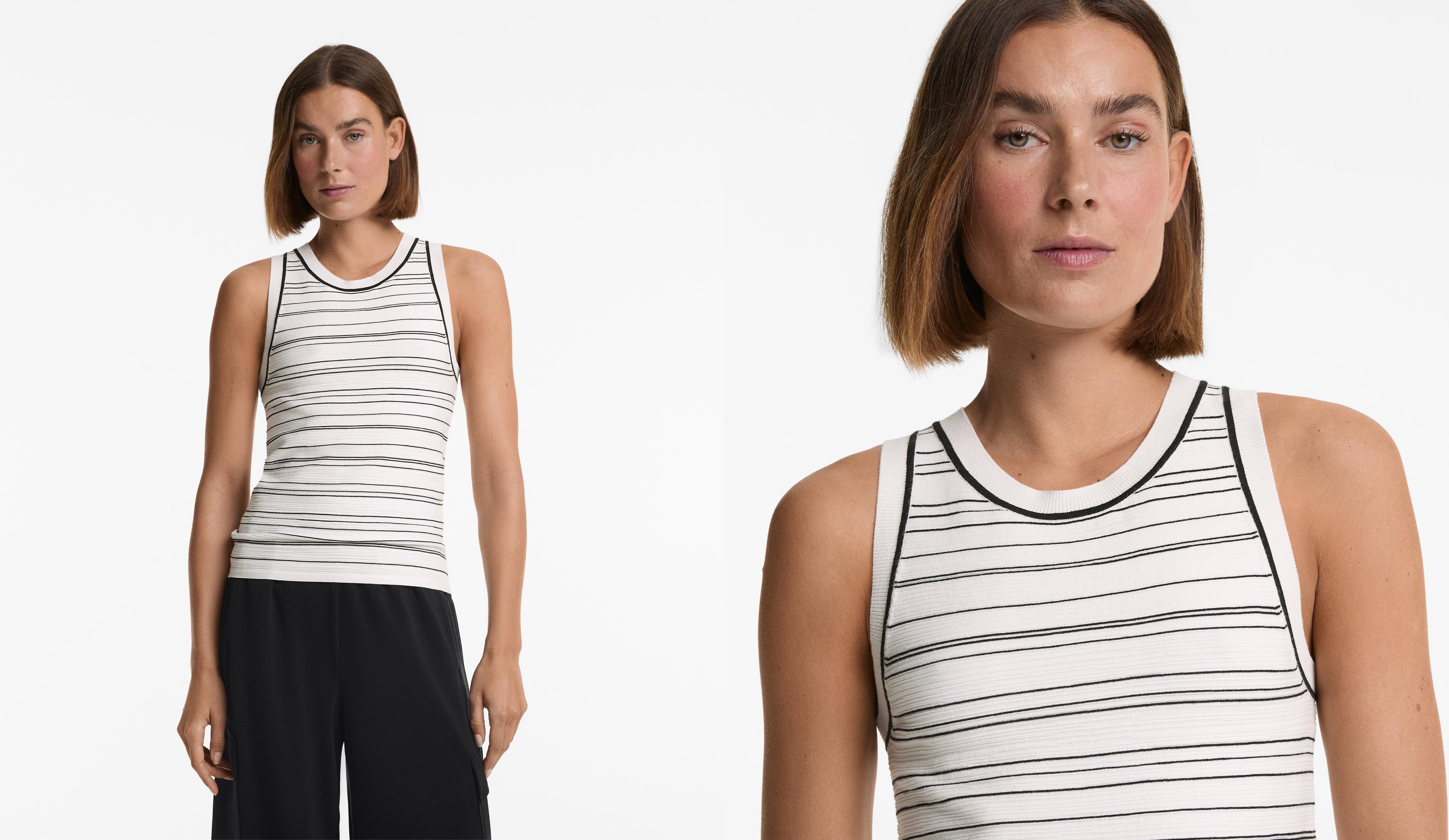 Playera sin mangas rayas - Rebajas