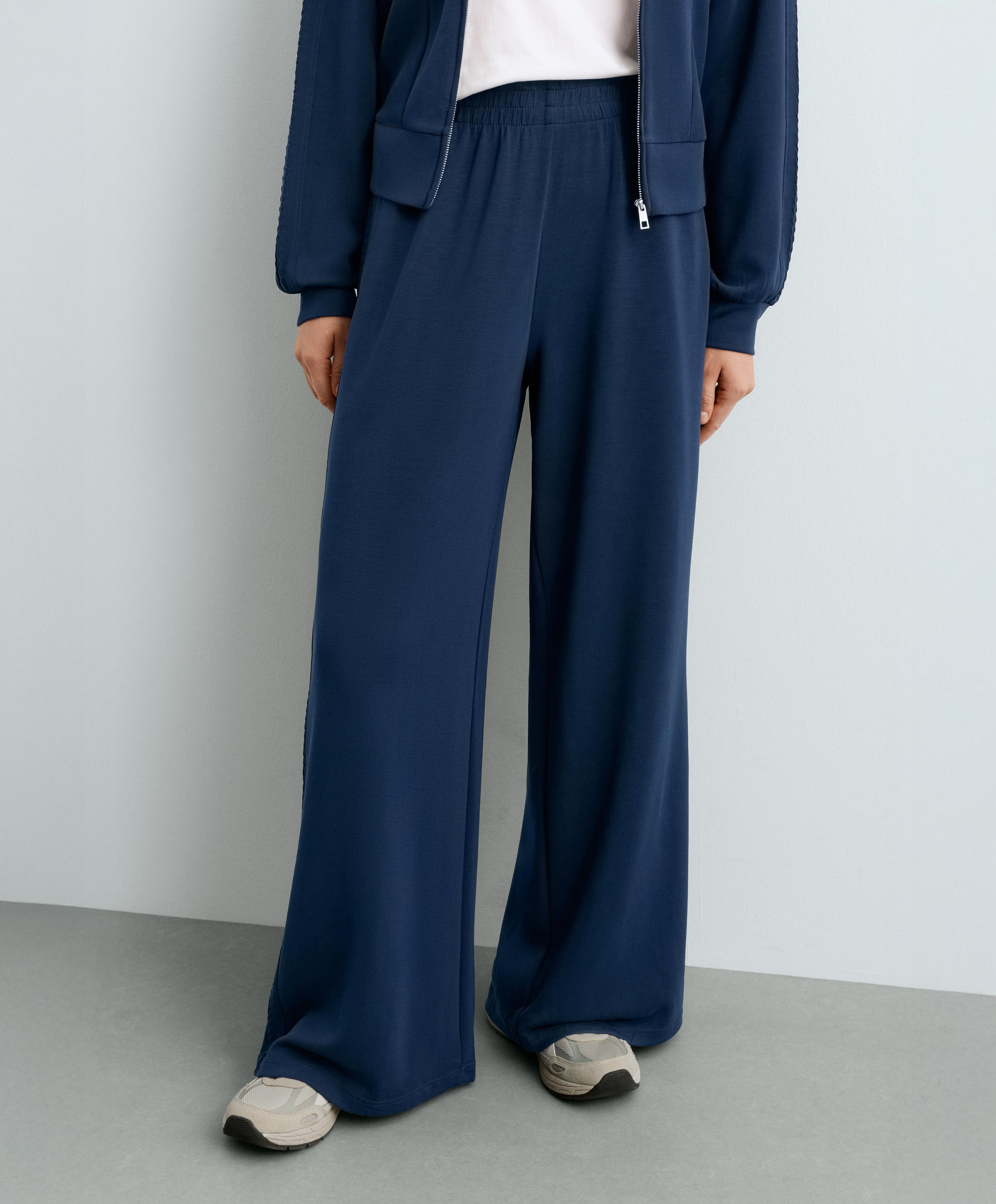 Straight-leg trousers with soft-touch modal — NAVY BLUE