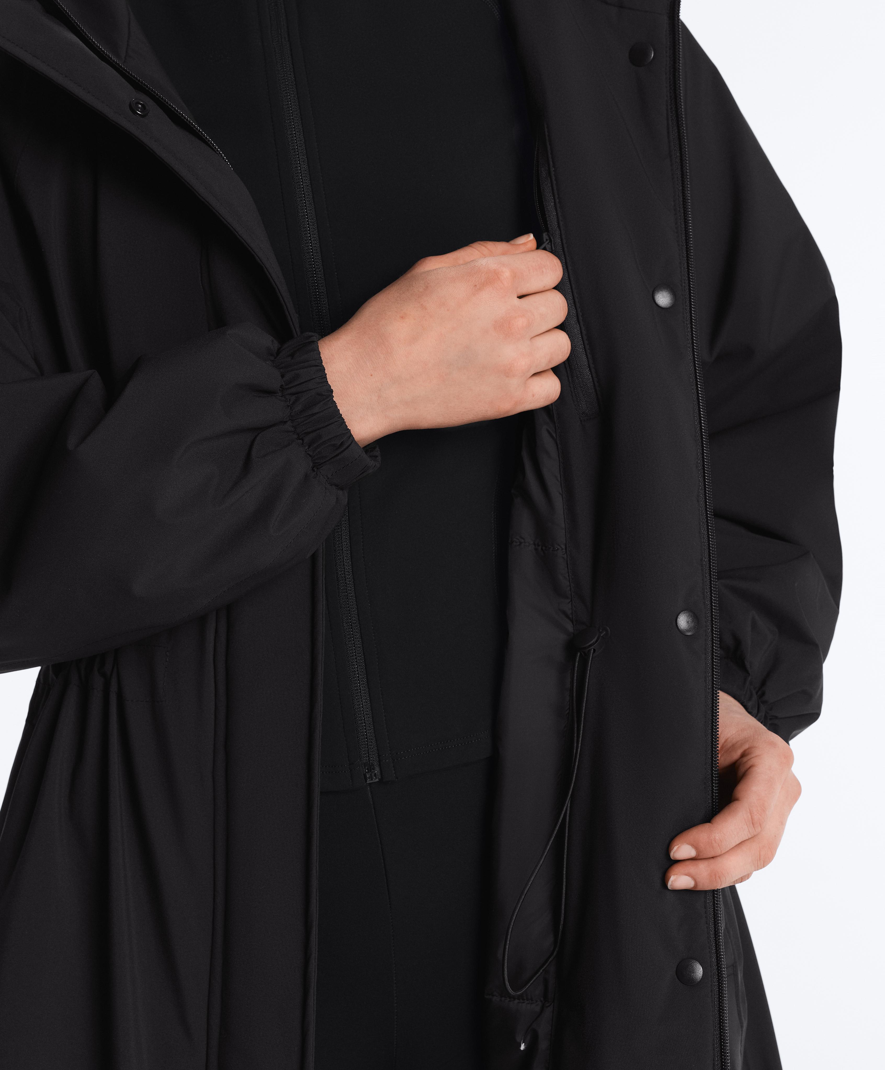 10k Thindown® waterproof extra-light long padded jacket — BLACK