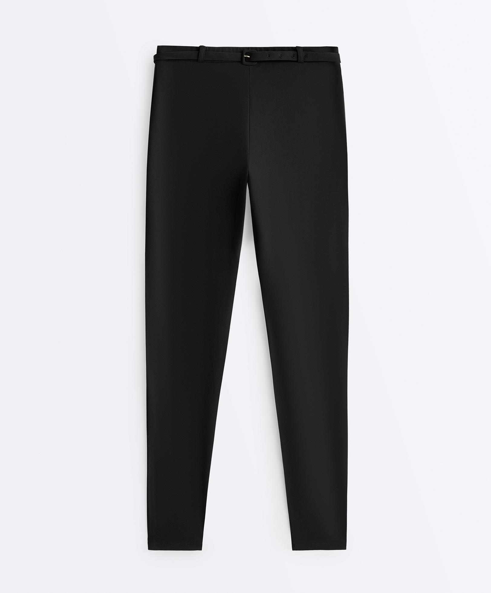 Comfortlux high-rise 65cm ankle-length leggings with belt — BLACK