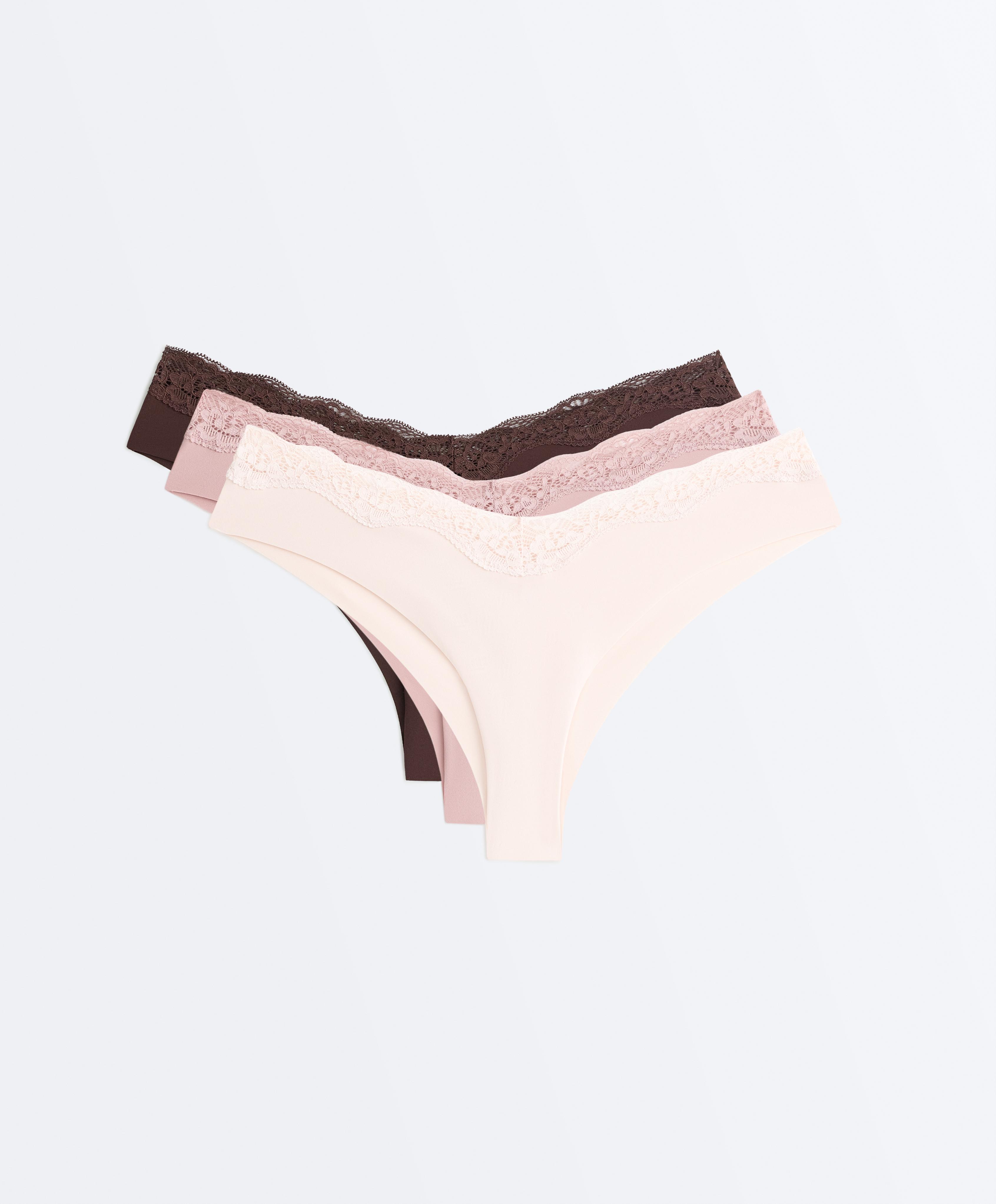 3 laser-cut polyamide blend lace Brazilian briefs 3 laser-cut polyamide blend lace Brazilian briefs