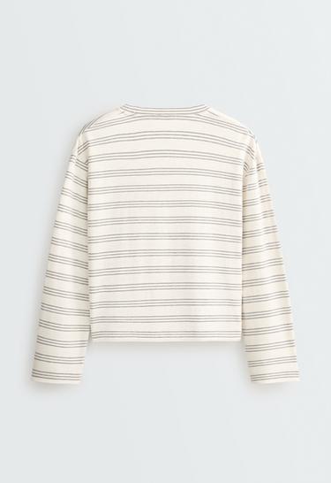 Rustic striped relaxed long-sleeved T-shirt — PALE ECRU 6