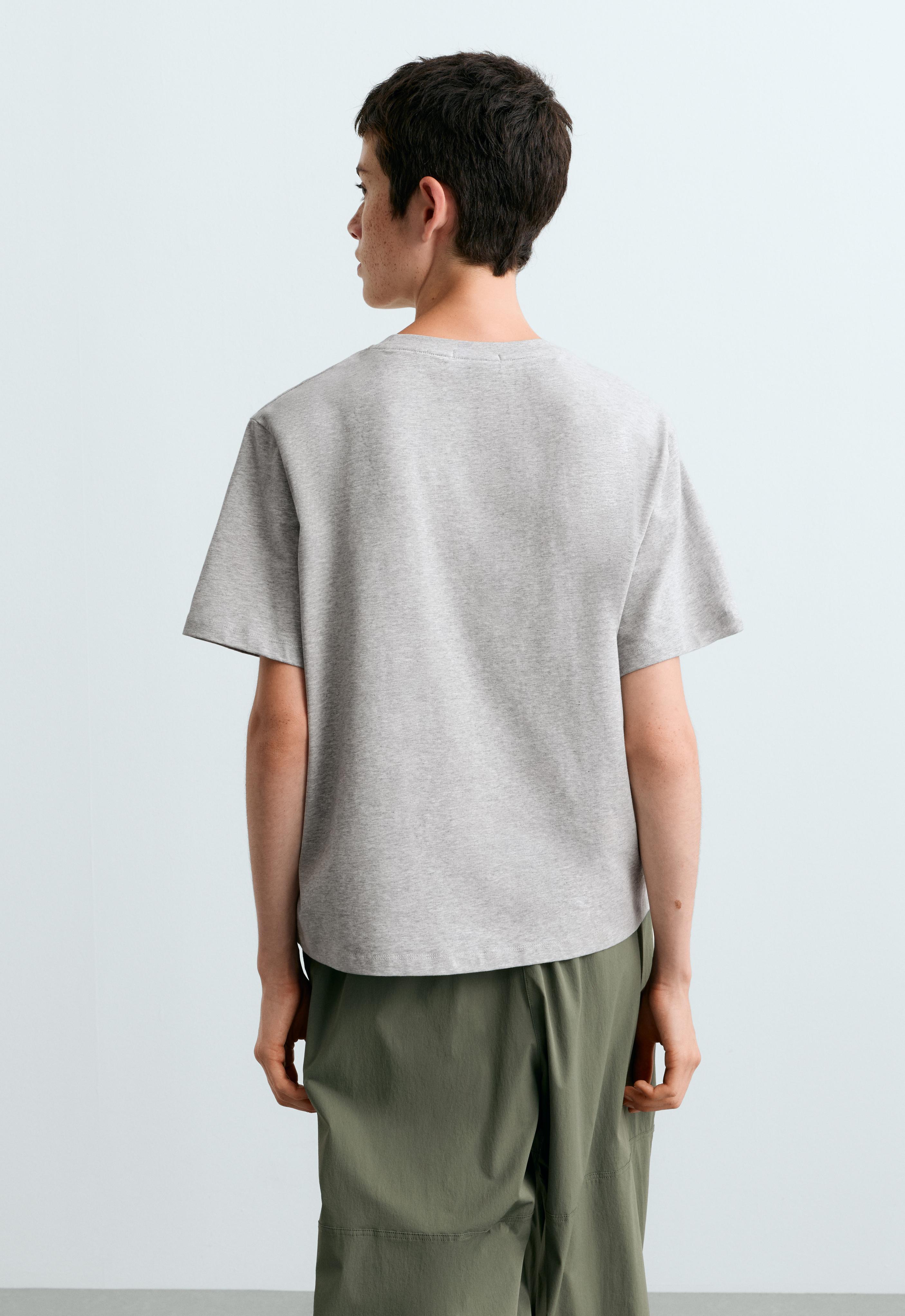 Boxy short-sleeved cotton blend T-shirt — PALE GREY
