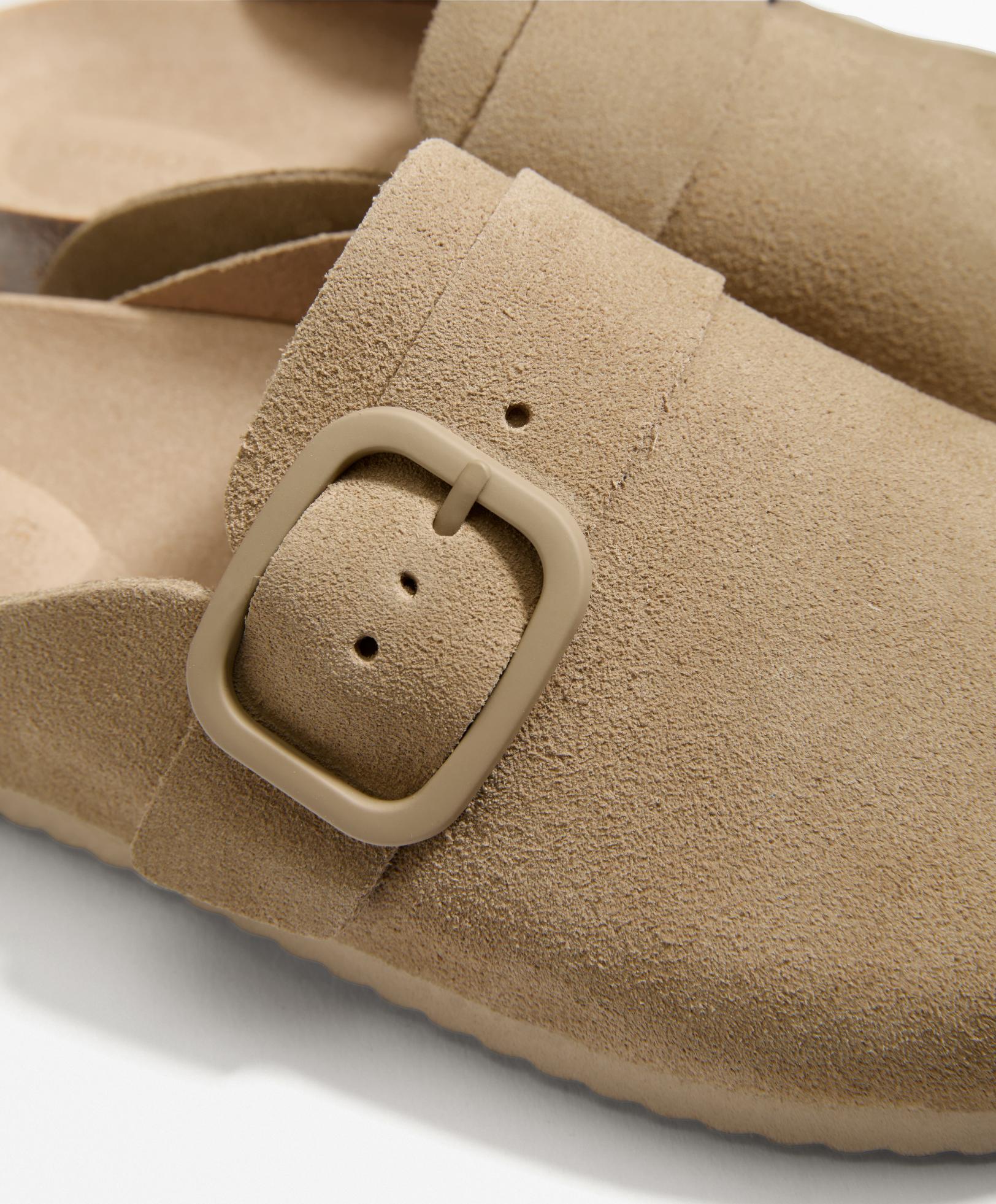 Buckled split-leather mules Buckled split-leather mules