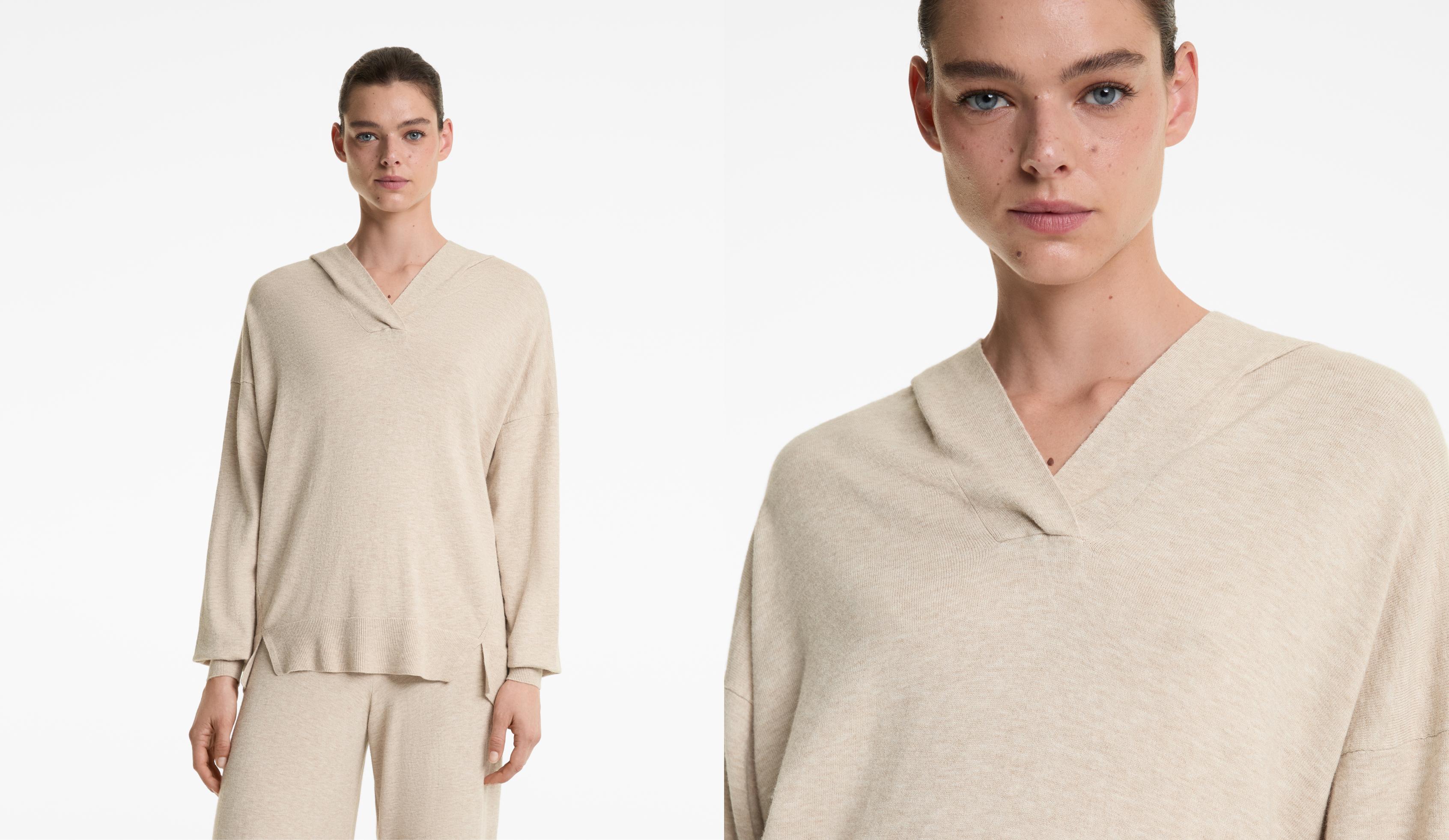 Fine-knit hoodie