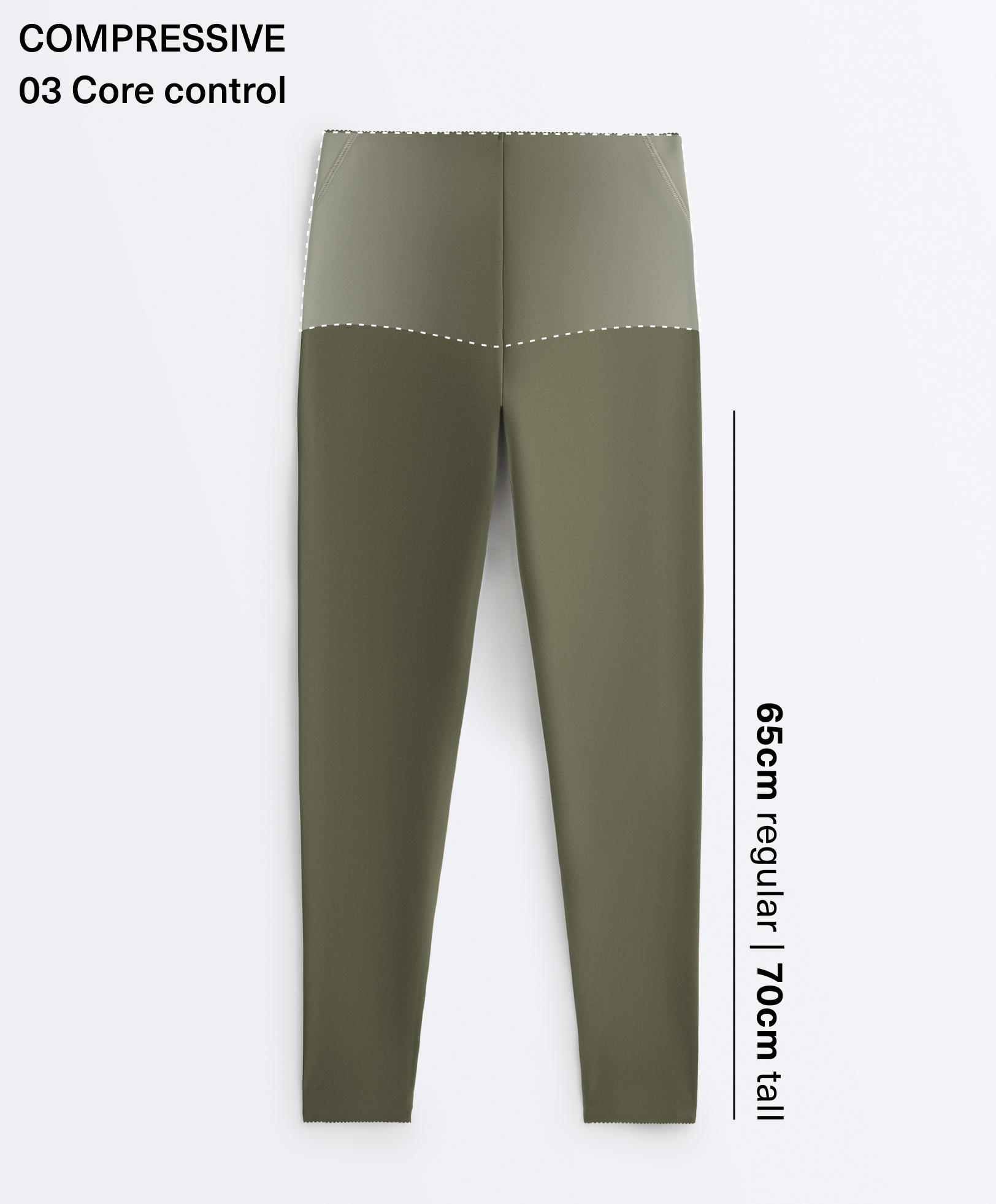 Compressive high-rise core-control ankle-length leggings — KHAKI