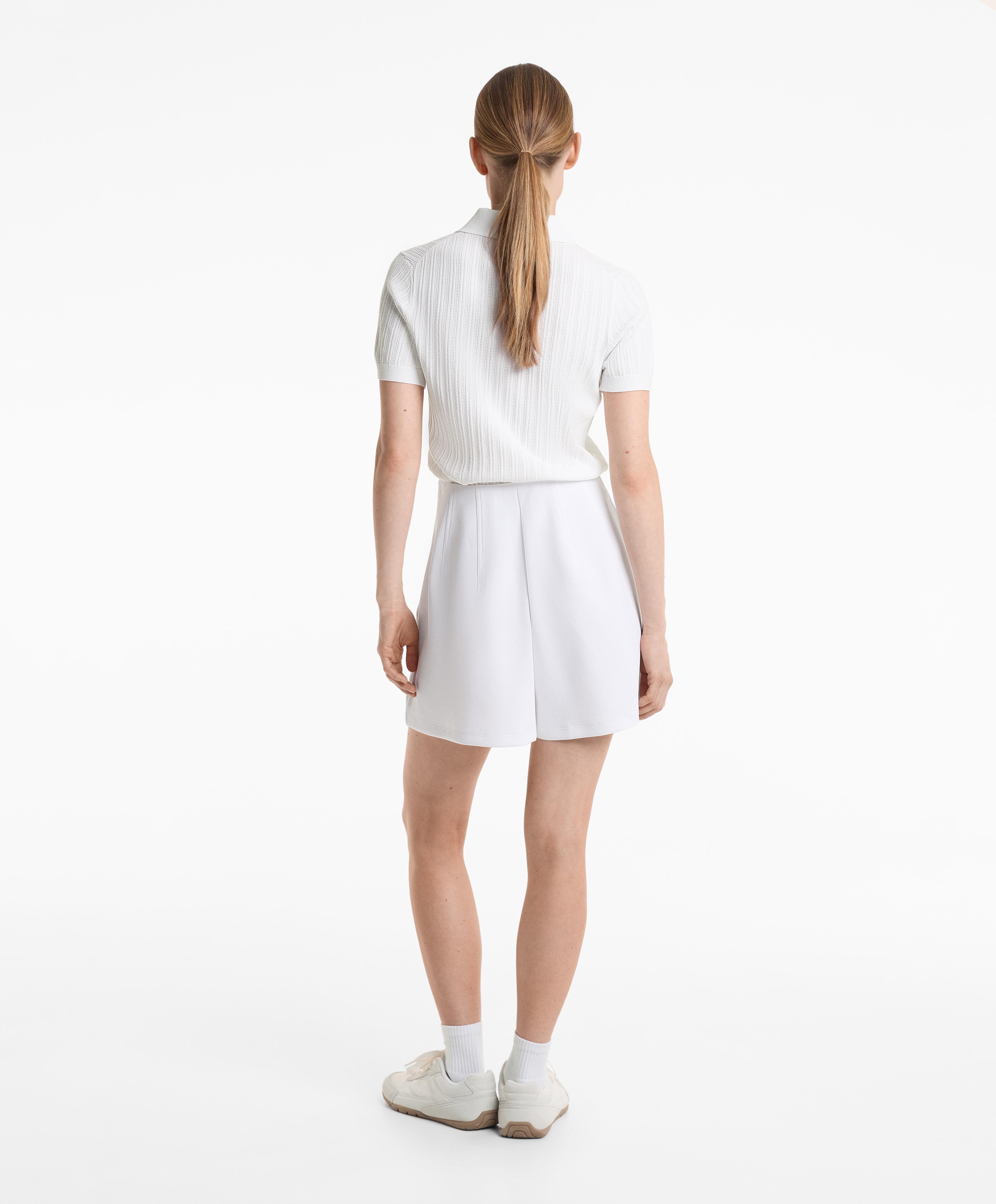 Pointelle knit polo shirt — WHITE 