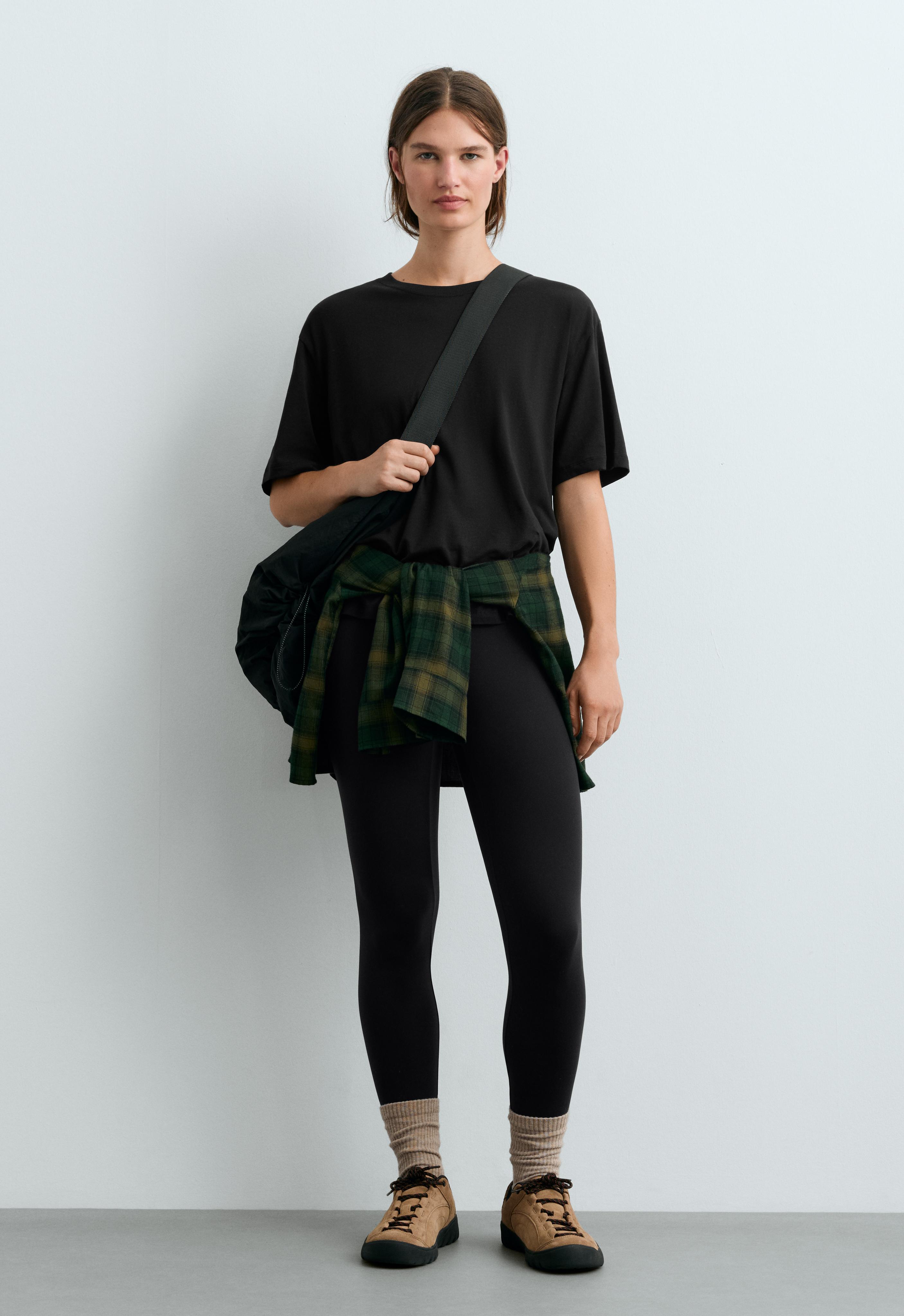 Boxy short-sleeved cotton blend T-shirt