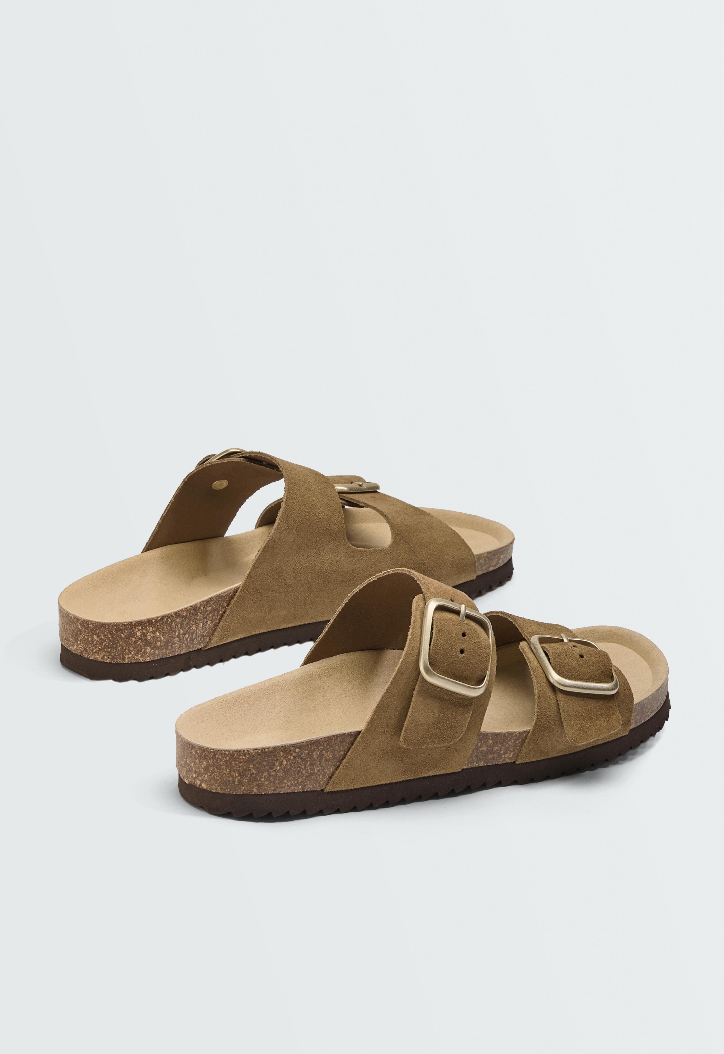 Buckle split-leather slides — MOLE