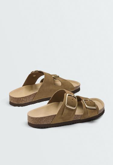 Buckle split-leather slides — MOLE 5