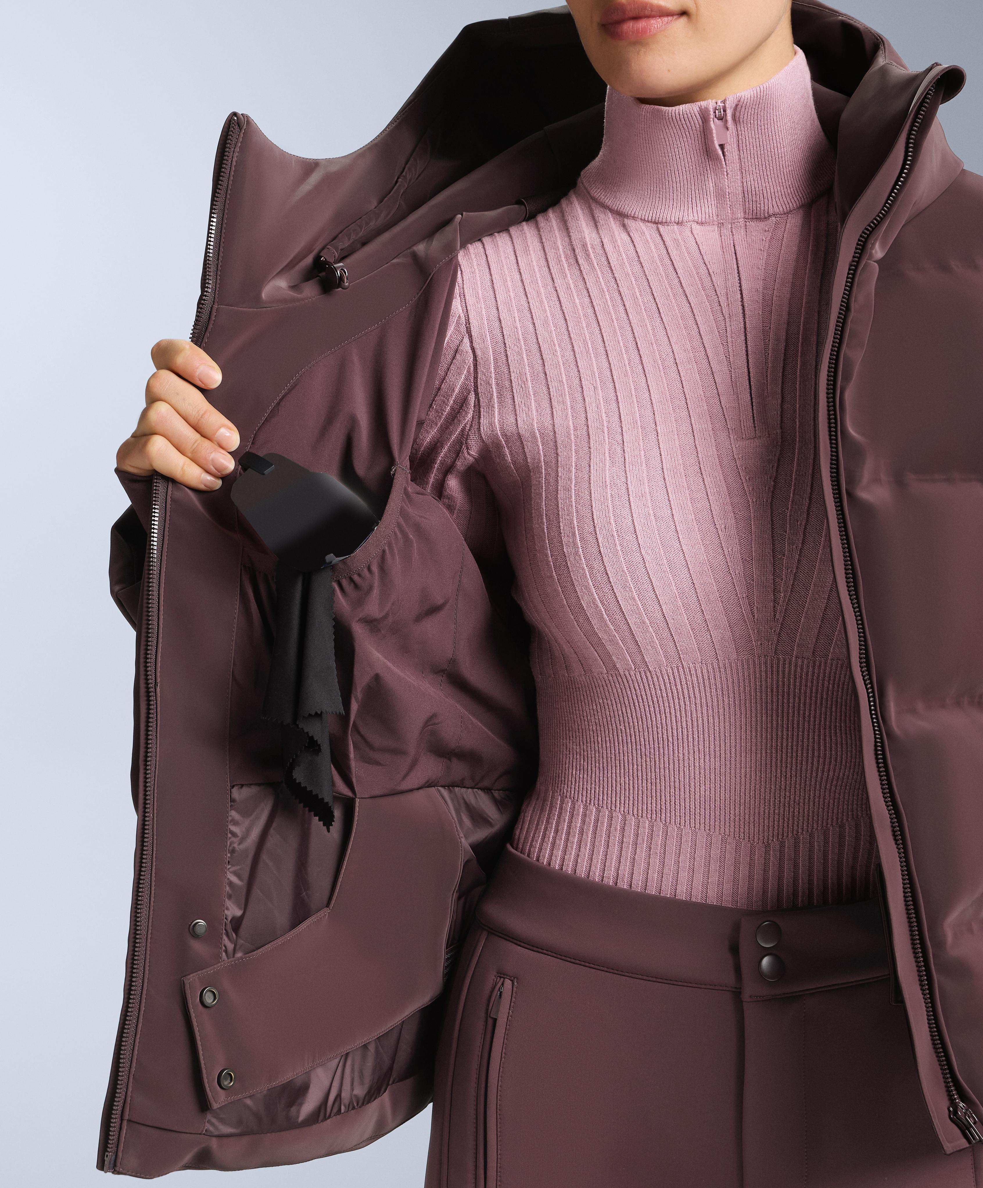 Satin padded jacket 80% down and 20% feather MINARDI PIUME SKI water-resistant — DARK WINE RED