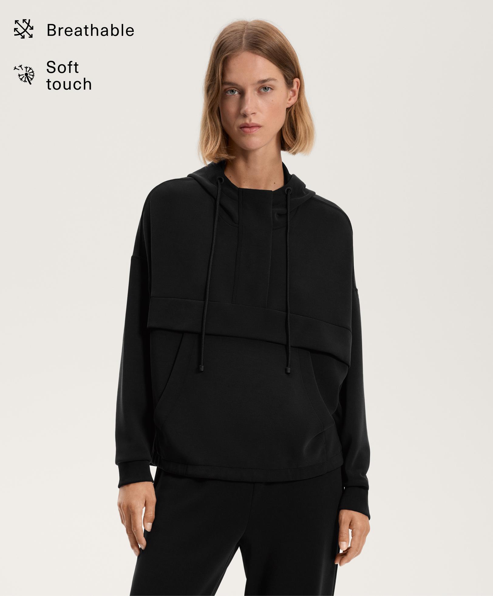 Soft-touch sweatshirt with modal and zip