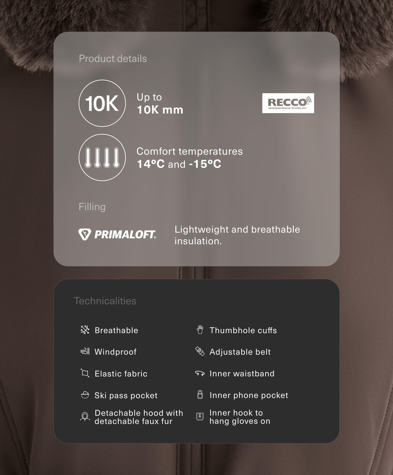Superåtsittande Primaloft® SKI-jacka, vattenavvisande