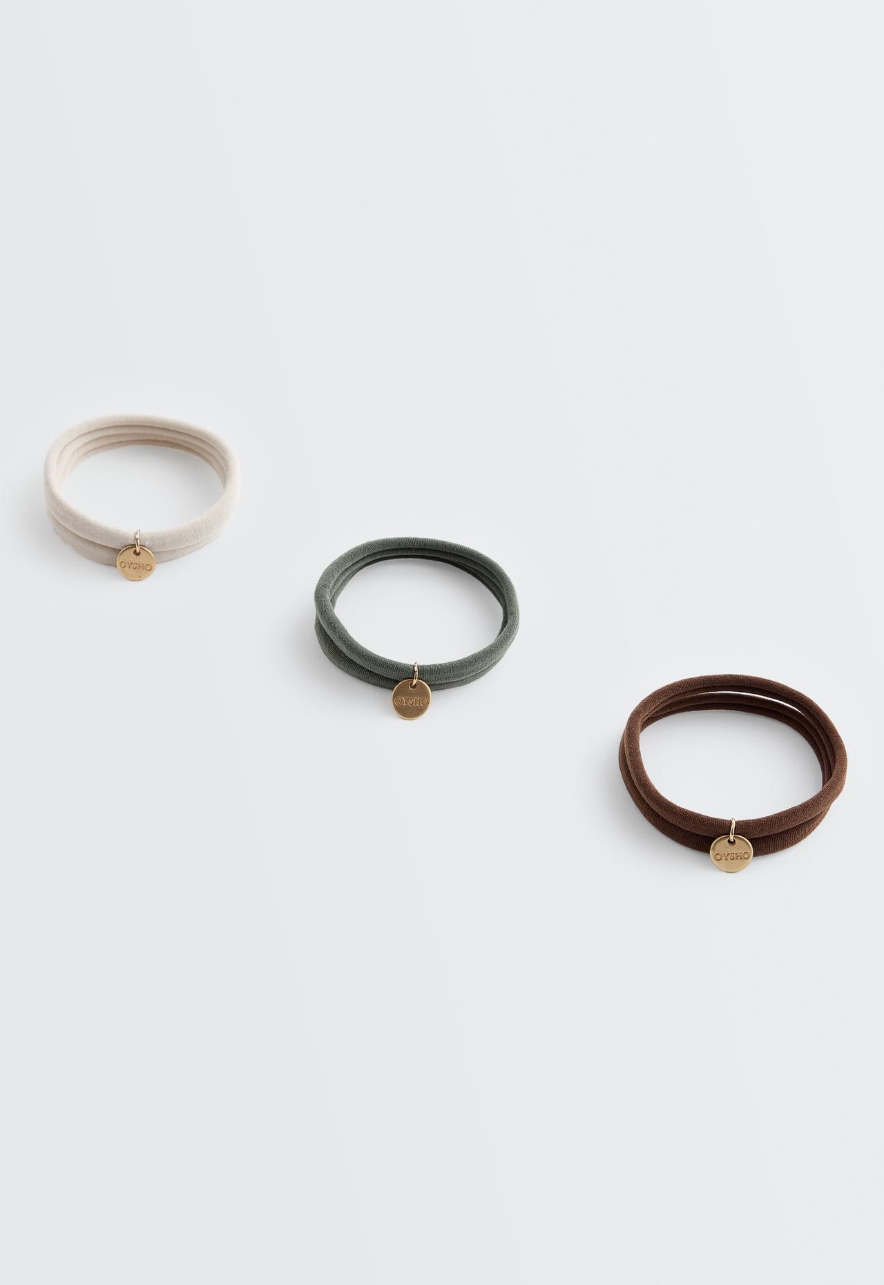 6 Oysho plaque hair ties — GREEN