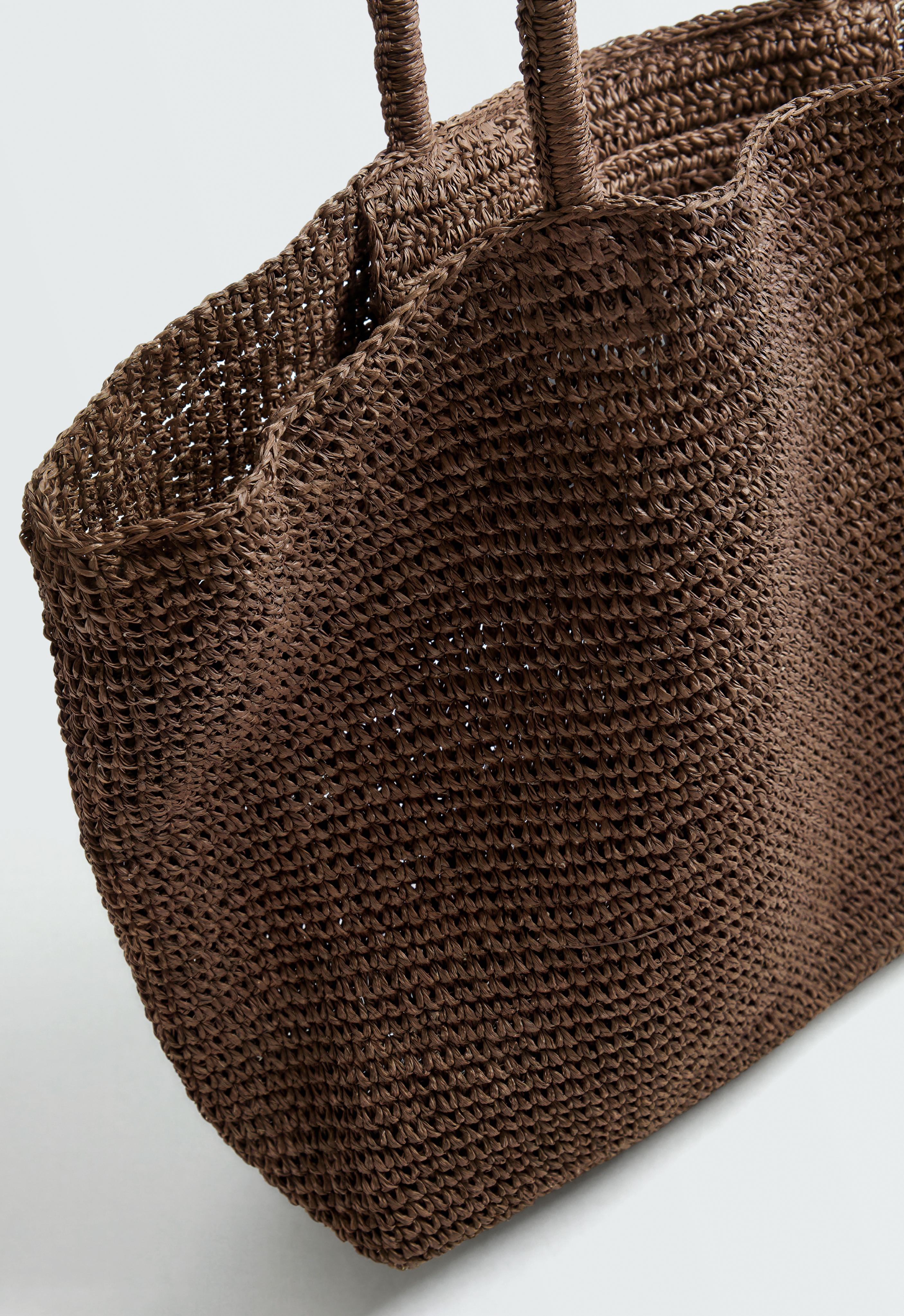 Woven paper shopper — BROWN