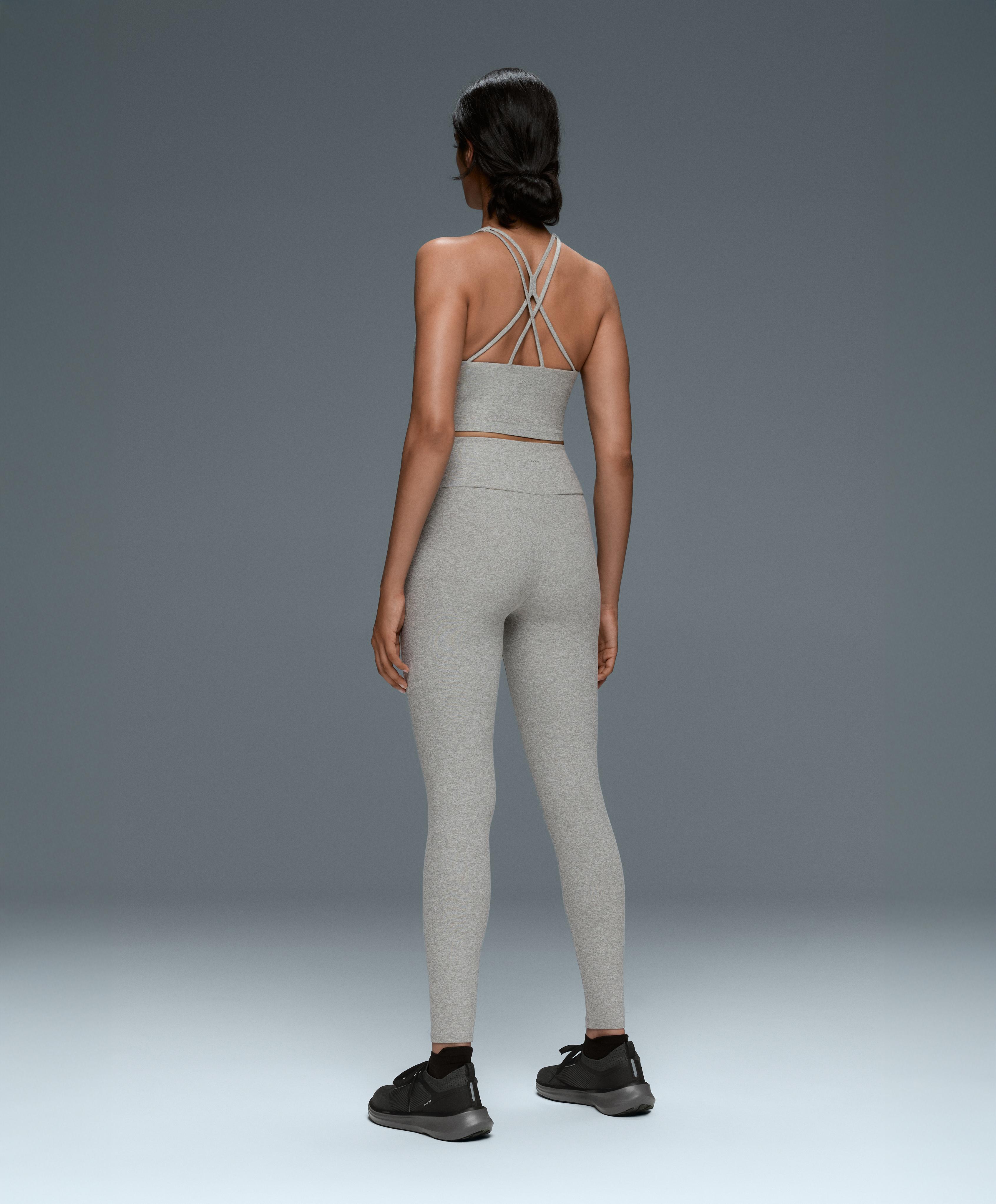 Comfortlux heathered strap tank top with cups — PALE GREY