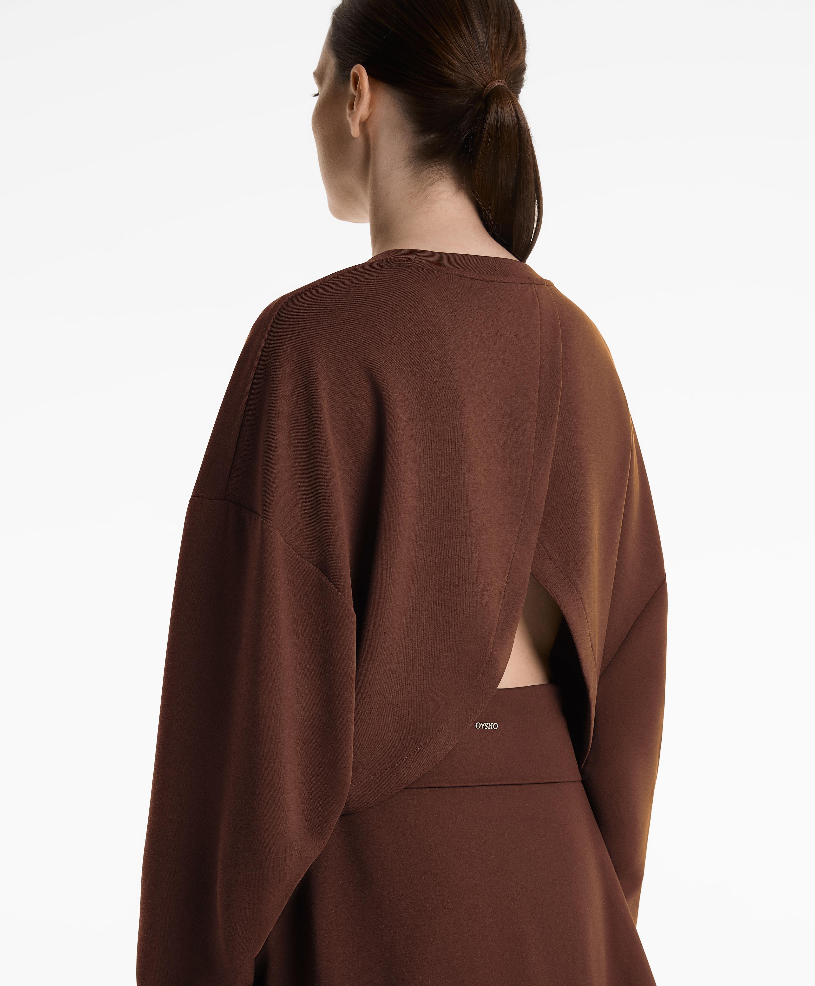 Sudadera crop espalda cruzada con modal