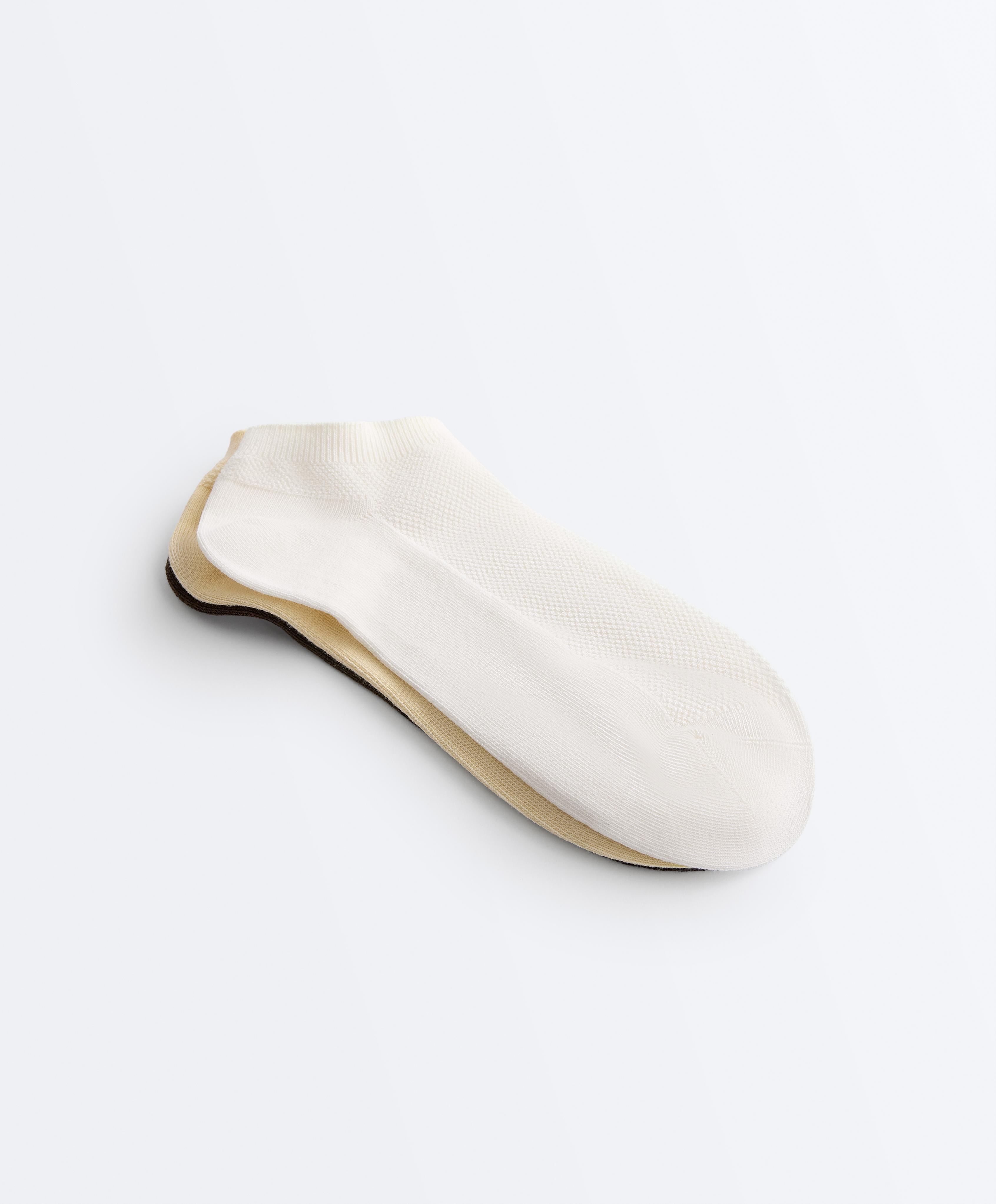 3 pairs of cotton blend piqué sneaker socks — WASHED TERRACOTTA