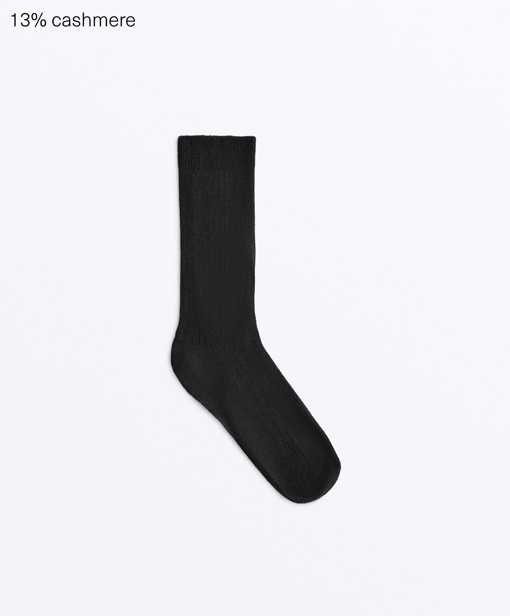 Modal blend classic socks with 13% cashmere — BLACK