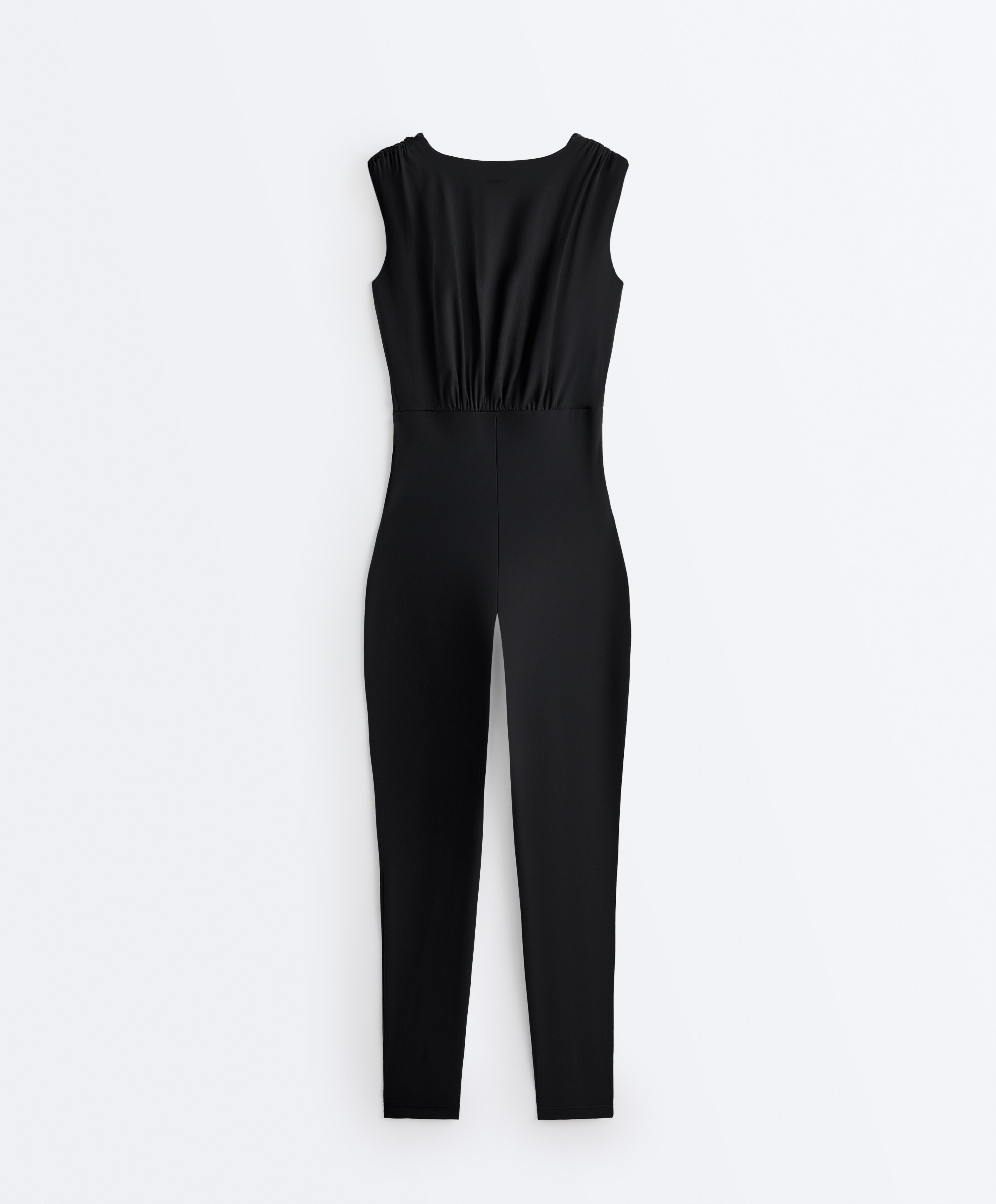 Light Touch V-neck jumpsuit — BLACK