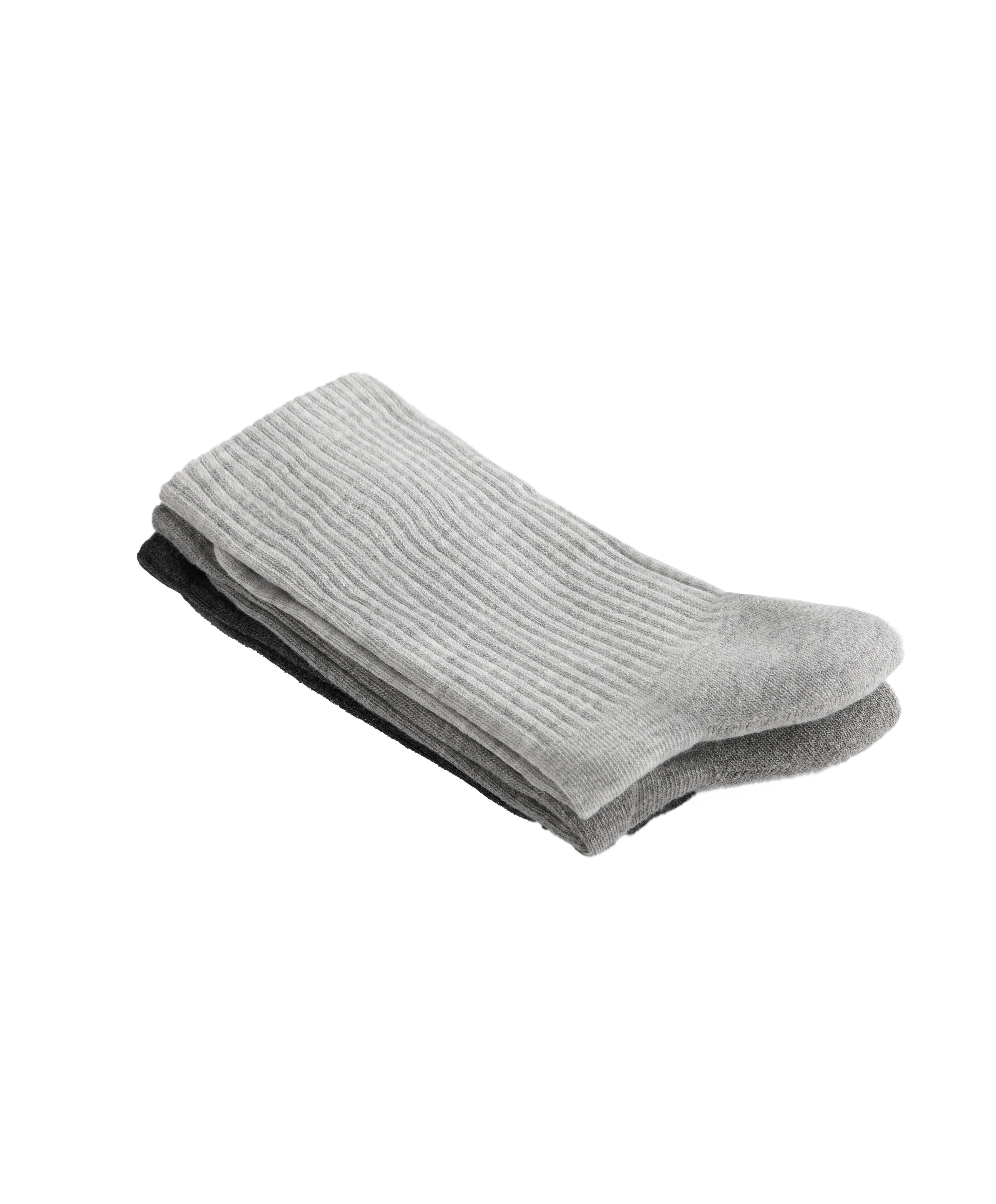 3 pairs of cotton blend classic sports socks — PALE GREY MELANGE