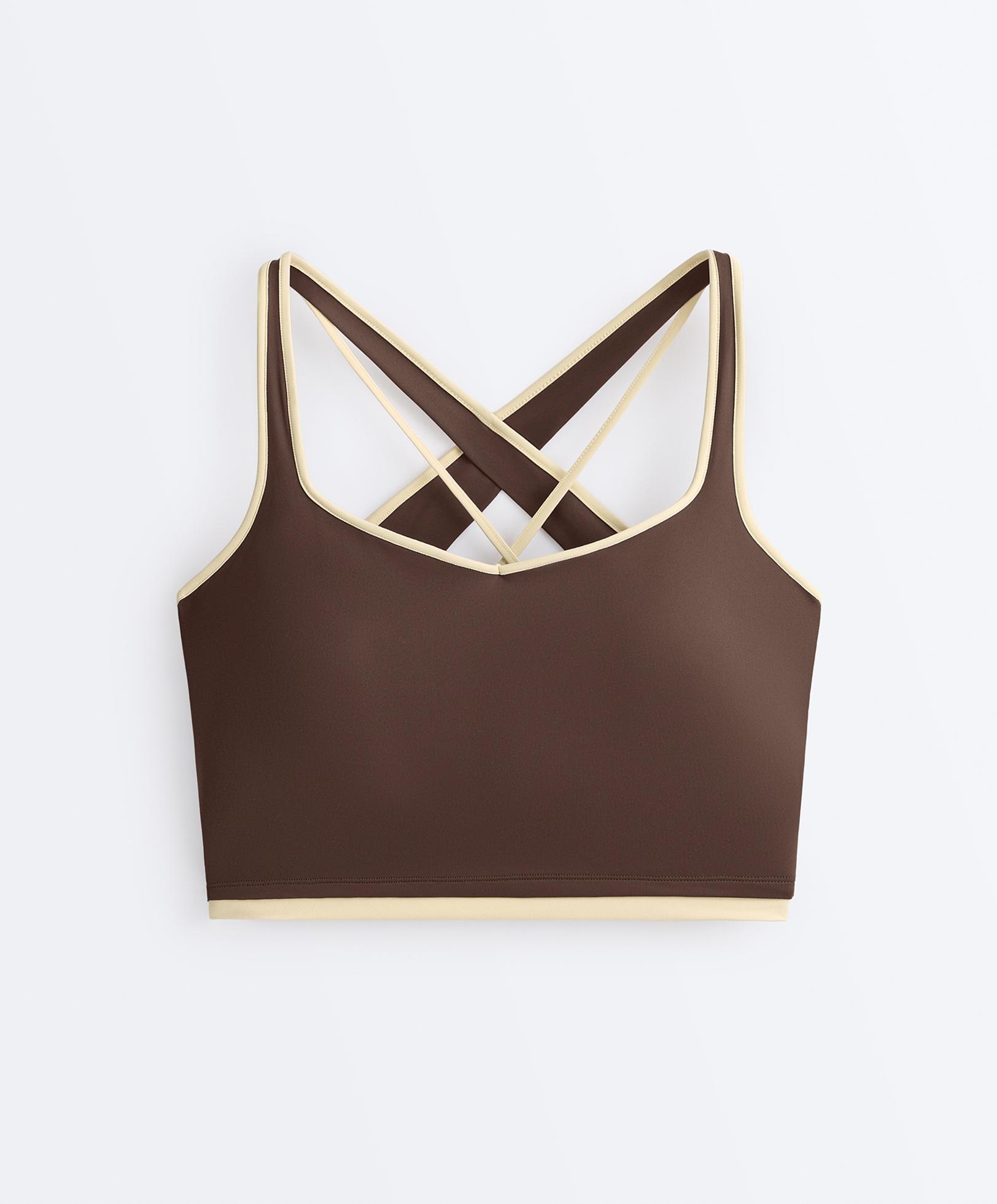 Comfortlux contrast crossover back Tank top — BROWN