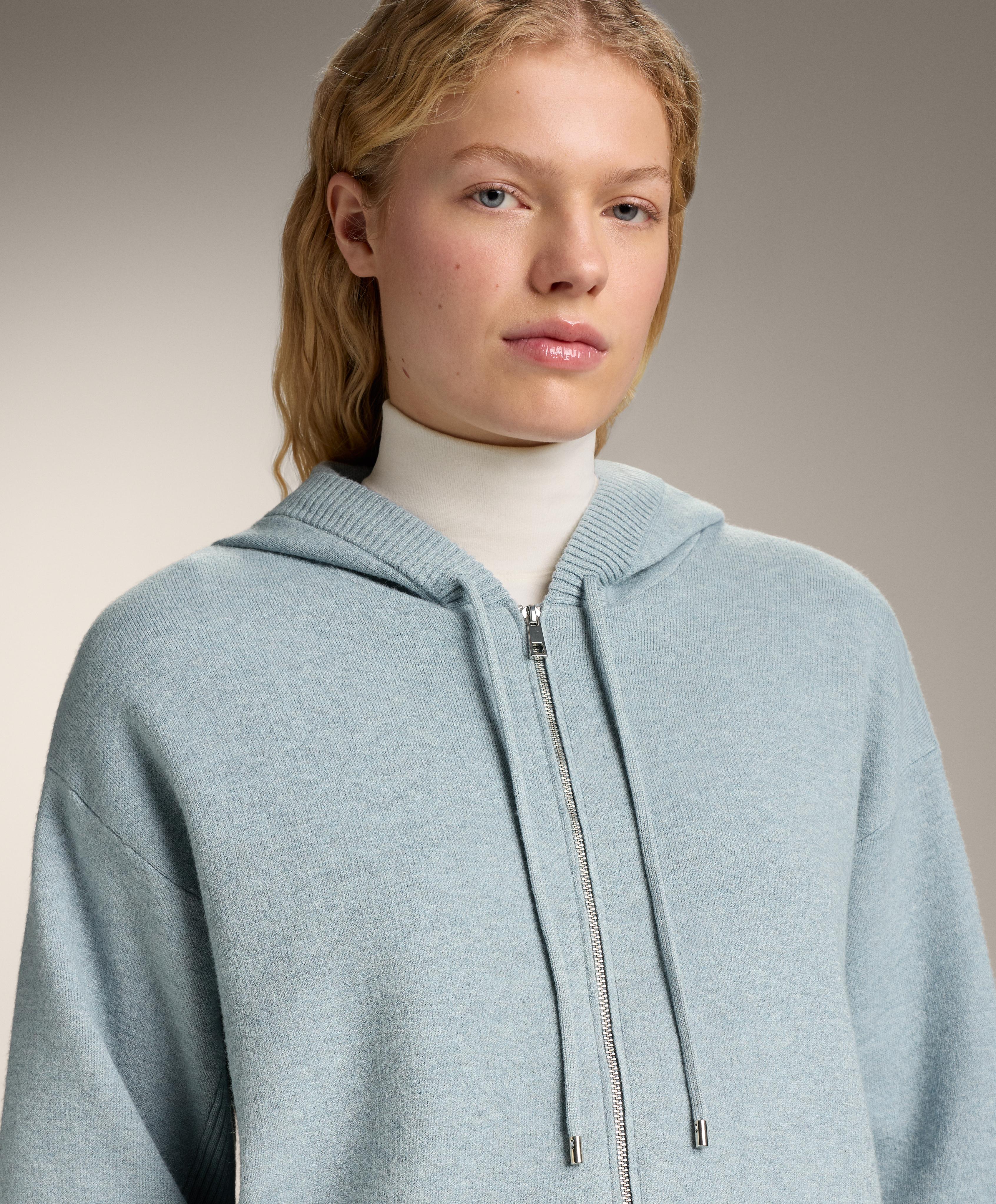 Lang gebreid vest met capuchon - Sale