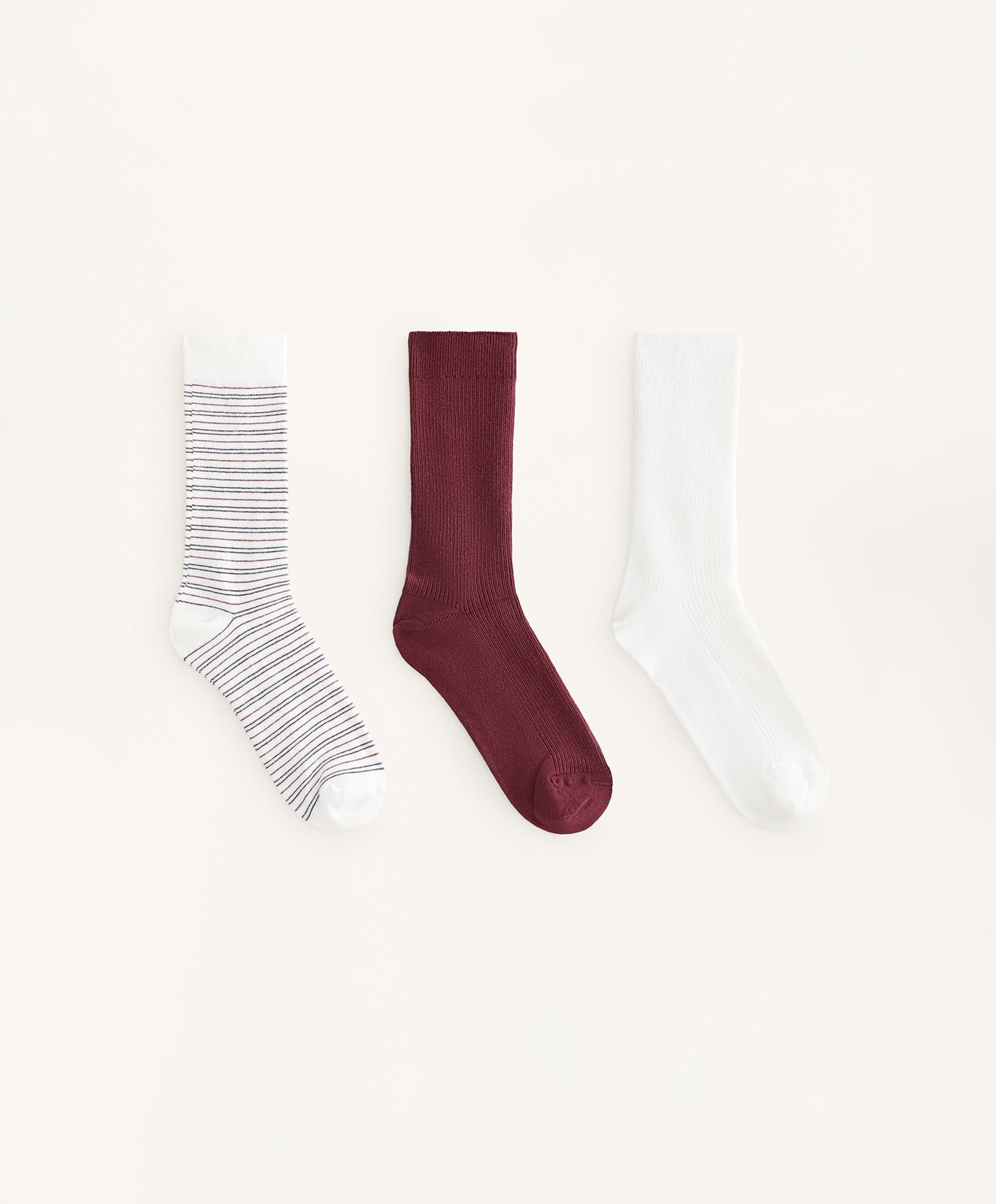 3 pairs of cotton blend Classic socks — MAROON