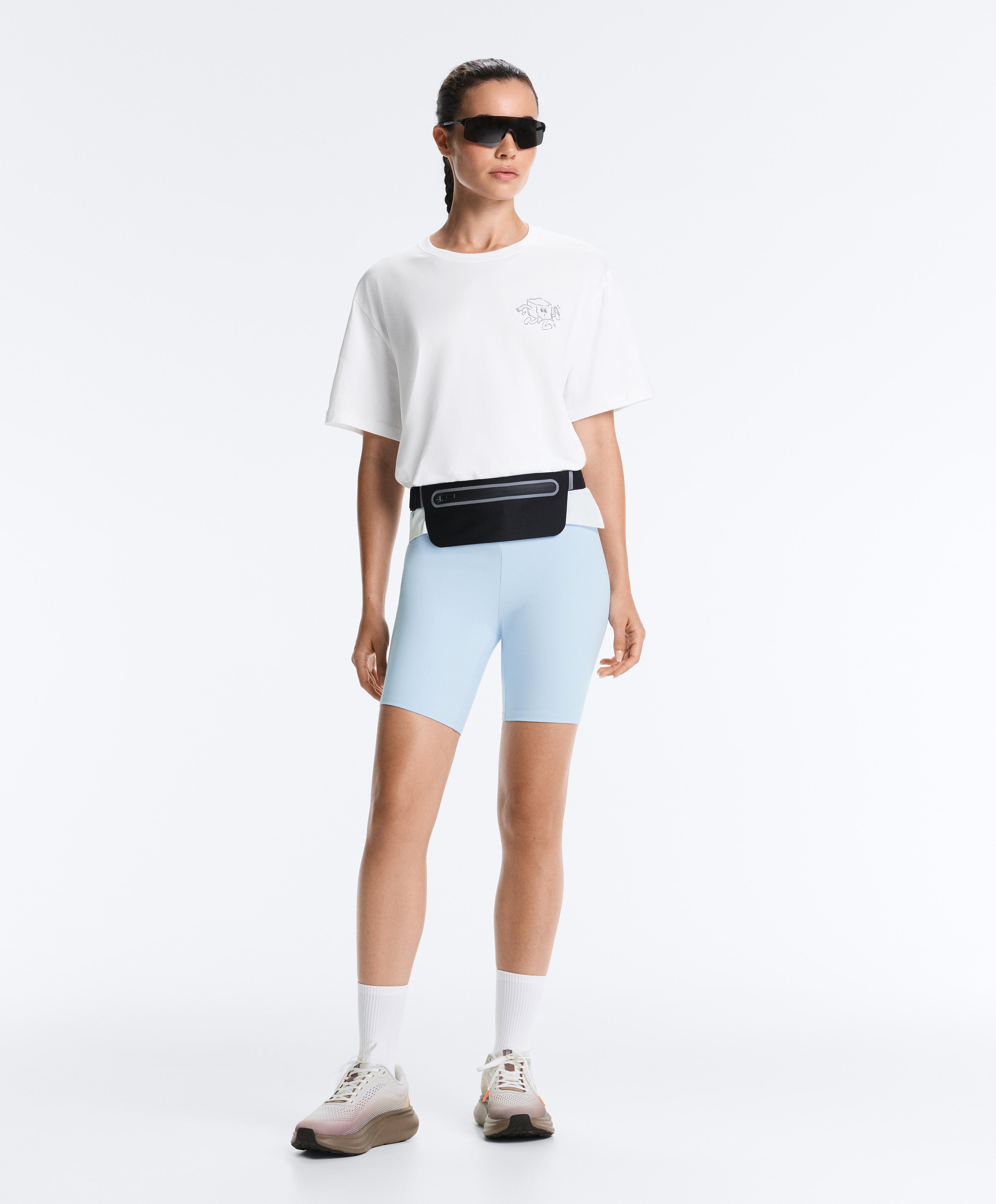 Printed boxy cotton blend short-sleeved T-shirt — WHITE