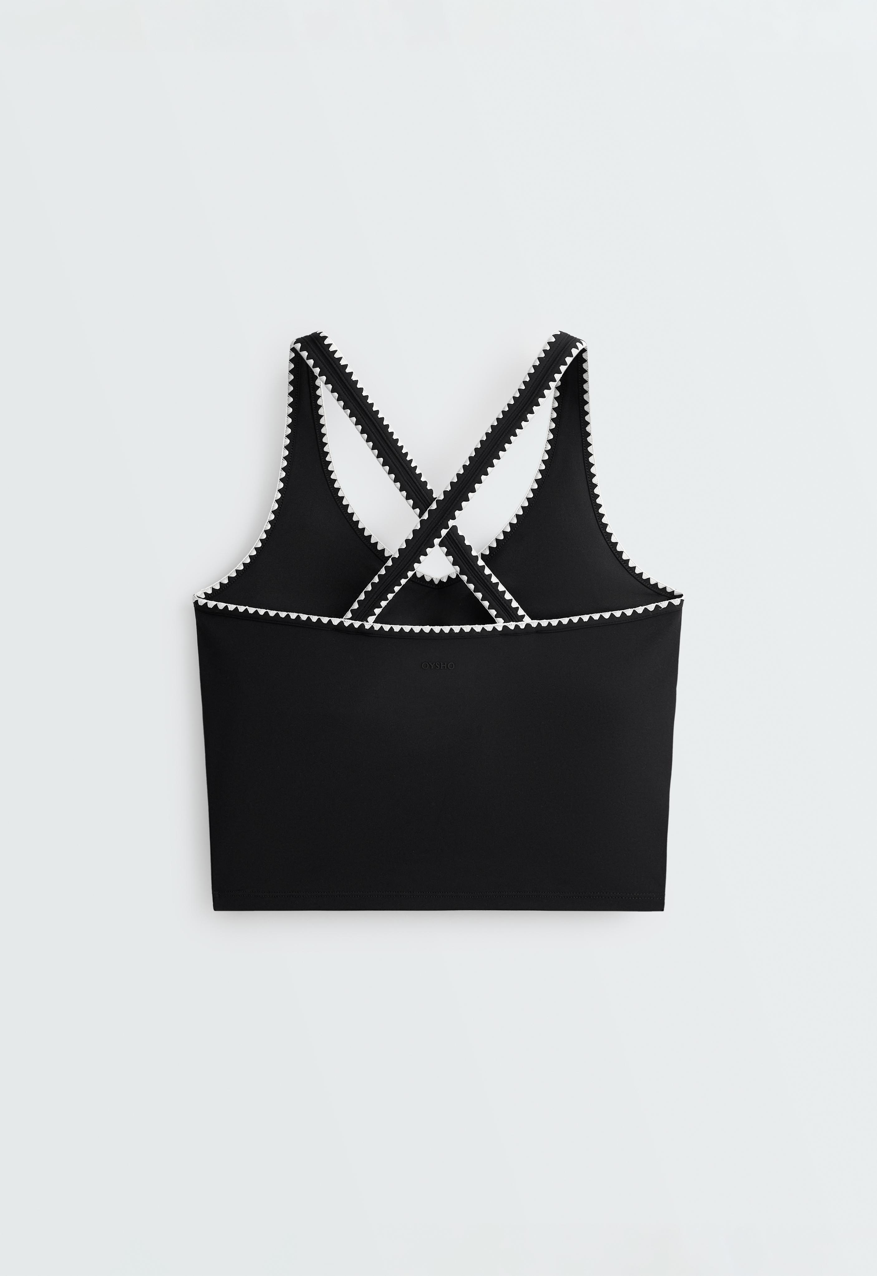 Comfortlux contrast stitch tank top — BLACK
