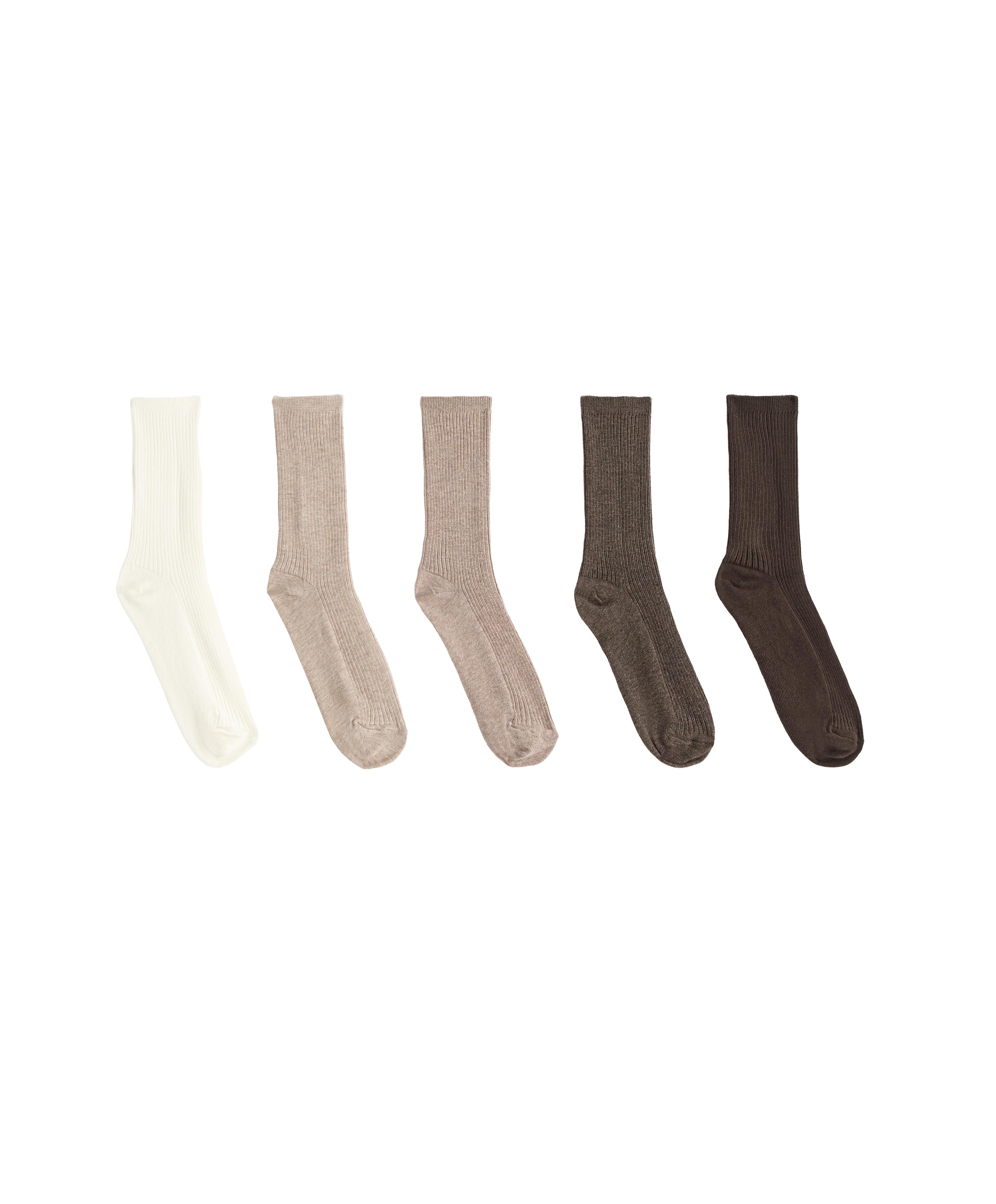 5 pairs of cotton blend classic socks — SAND MELANGE