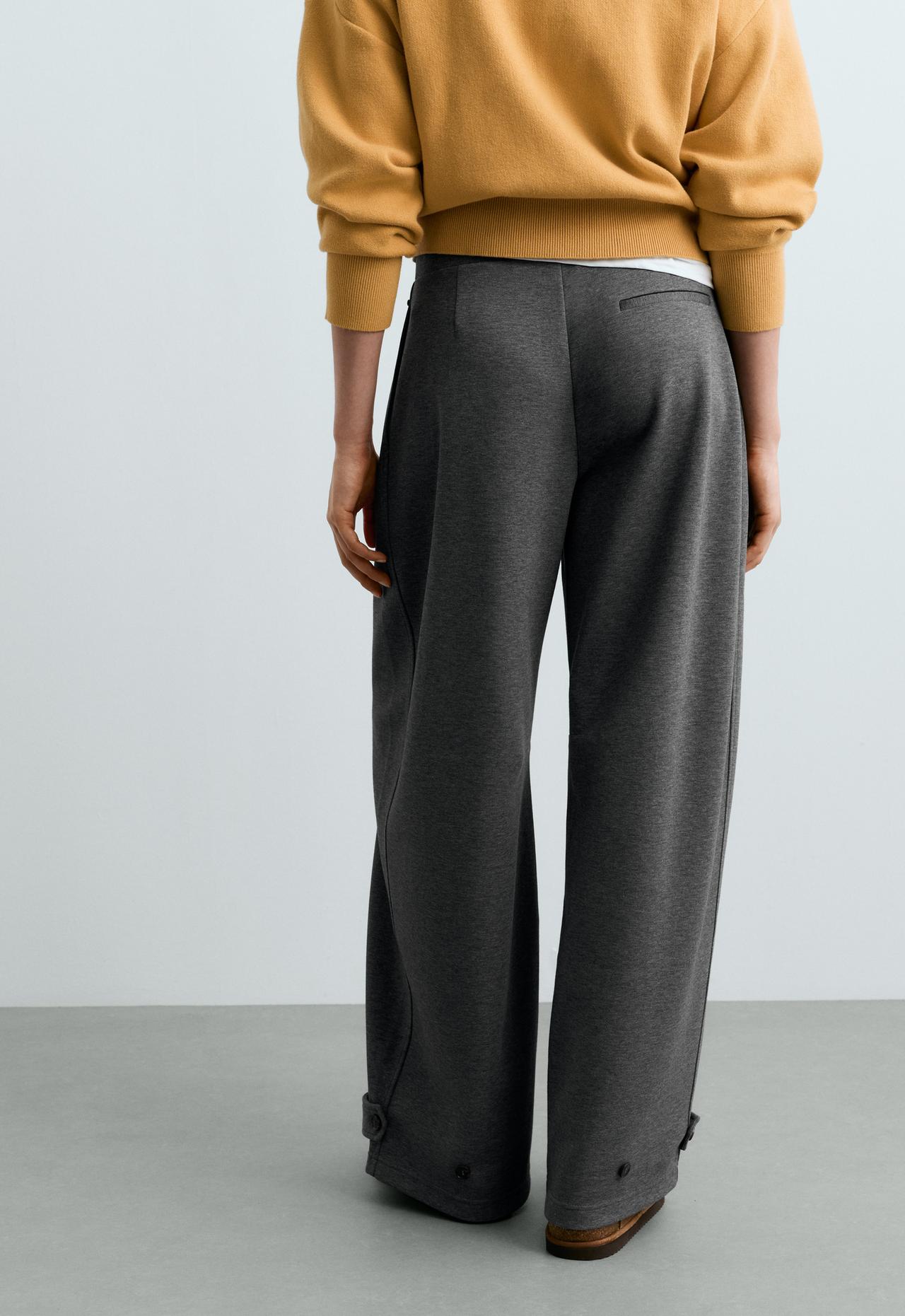 Adjustable barrel trousers in piqué cotton — GREY
