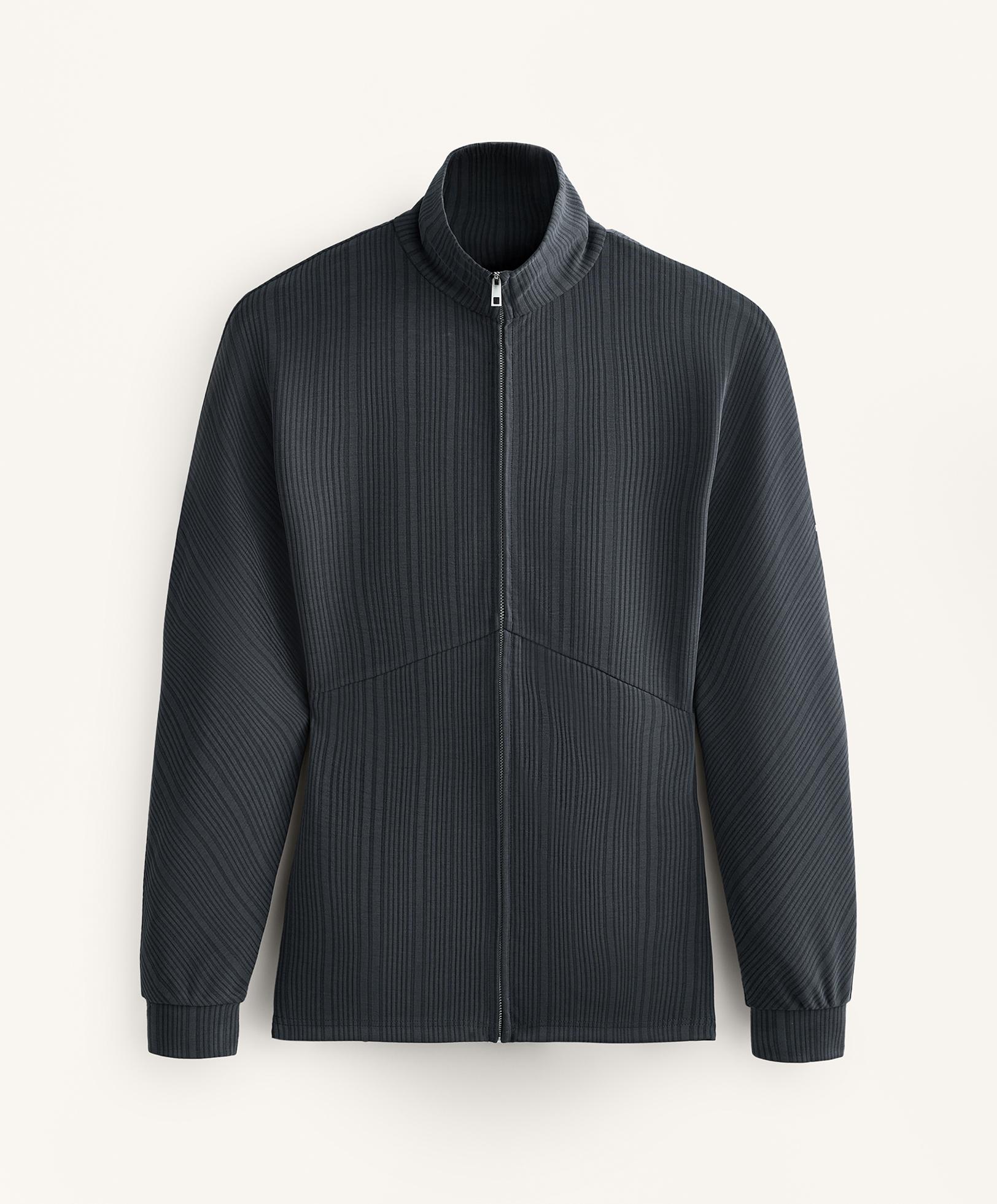 Long asymmetrical stripe jacket with modal — ASPHALT