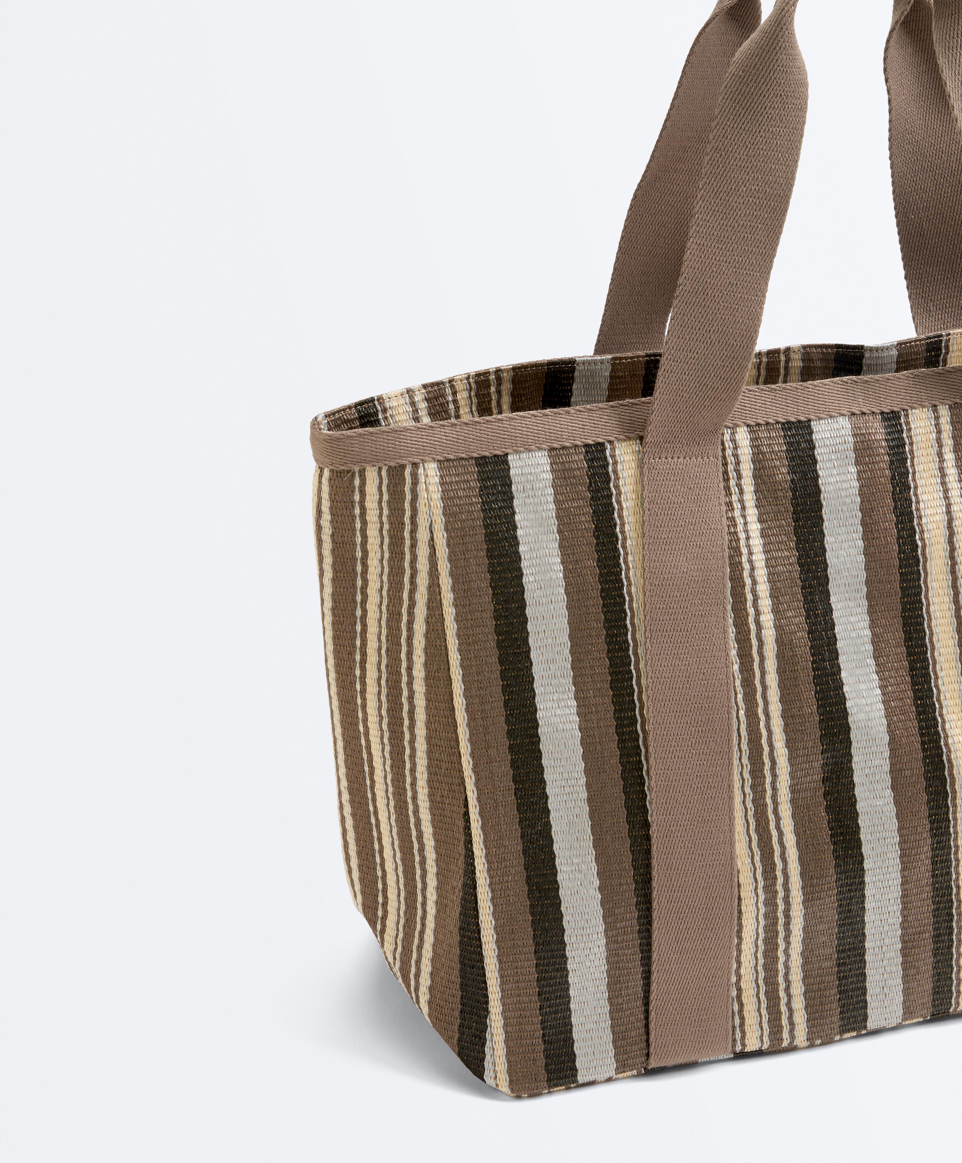 Striped tote bag — BROWN