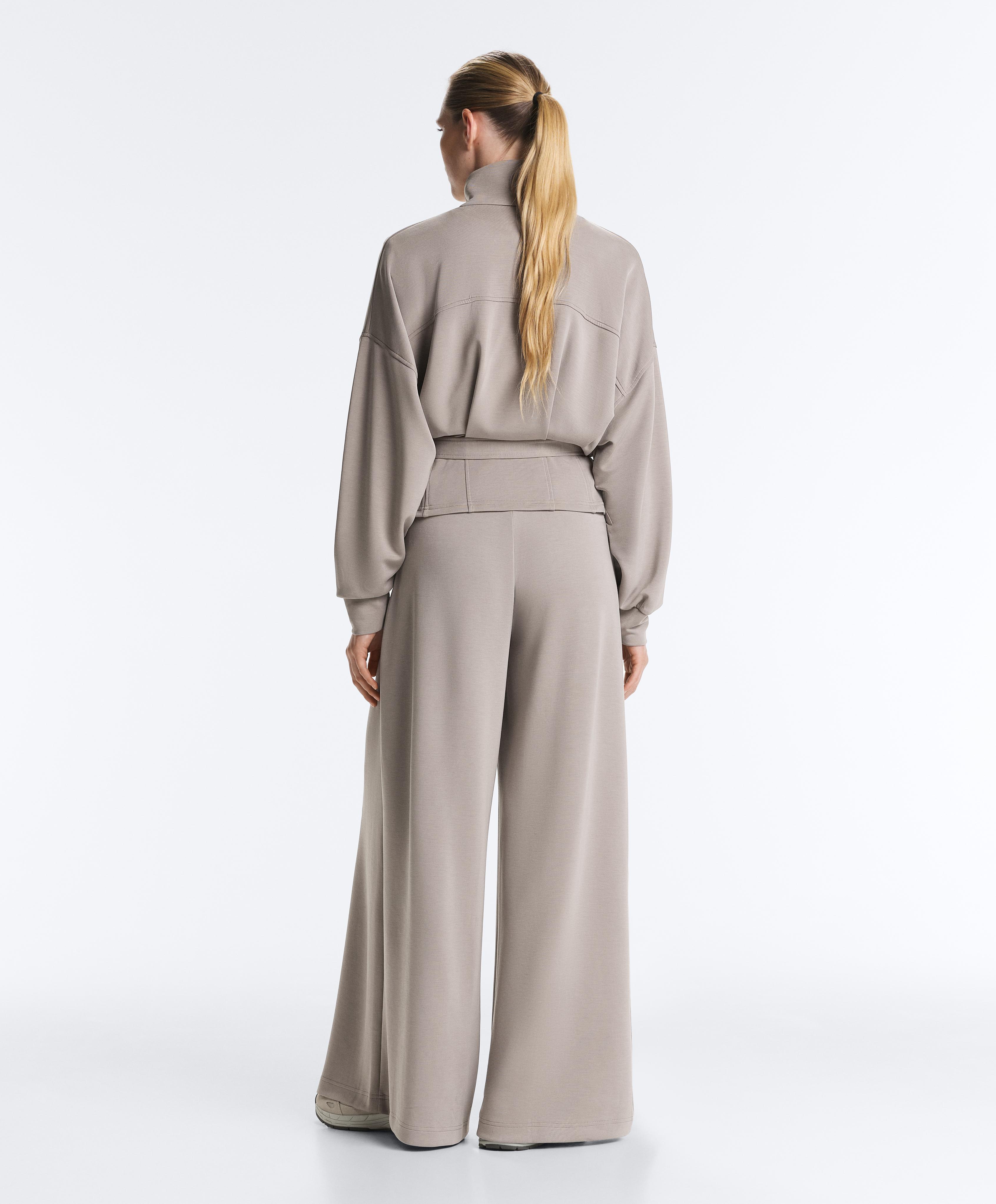 Soft-touch corset belt jacket with modal — PALE TAUPE