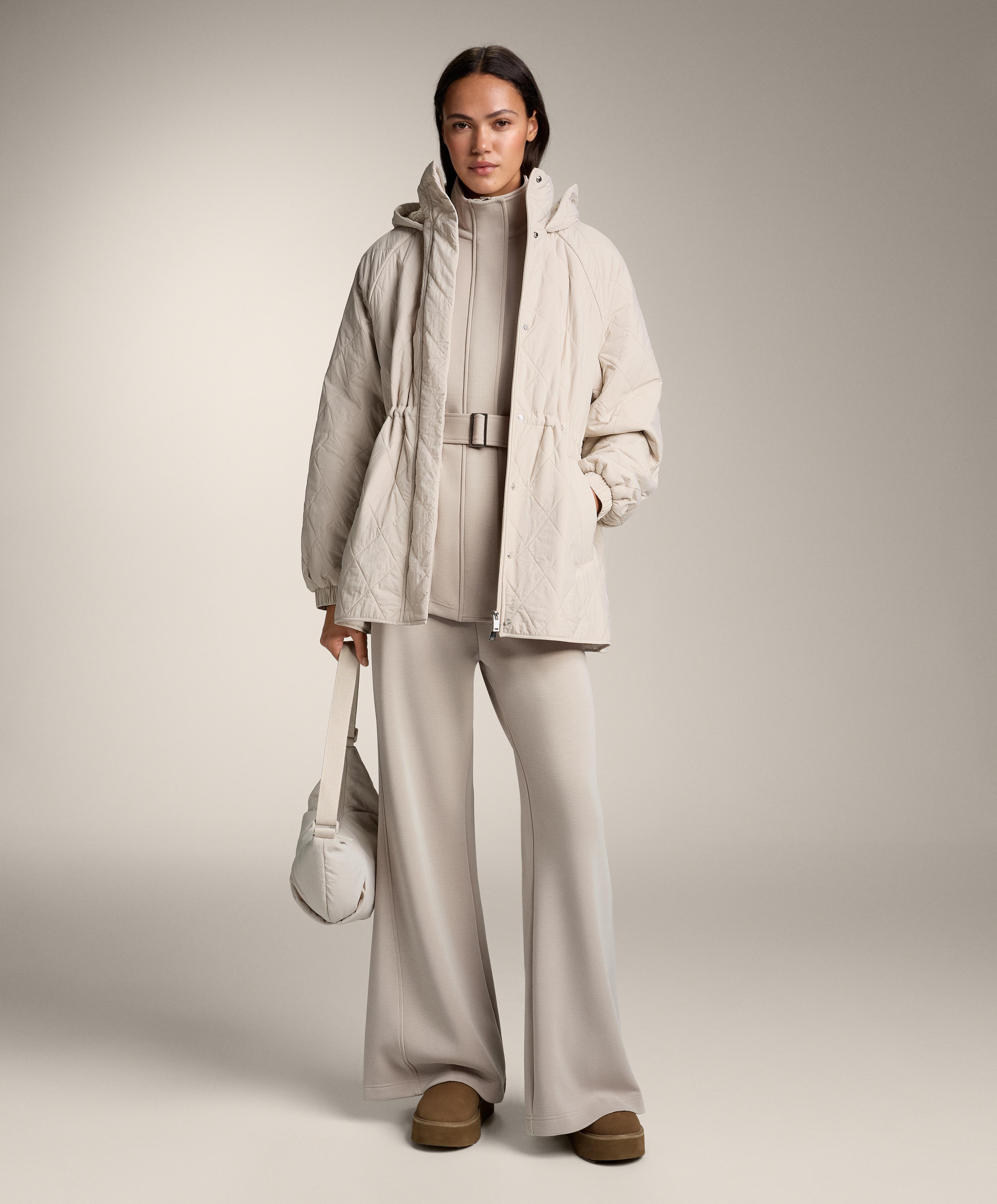 Super high-rise flare trousers with brushed modal — DUSTY TAUPE