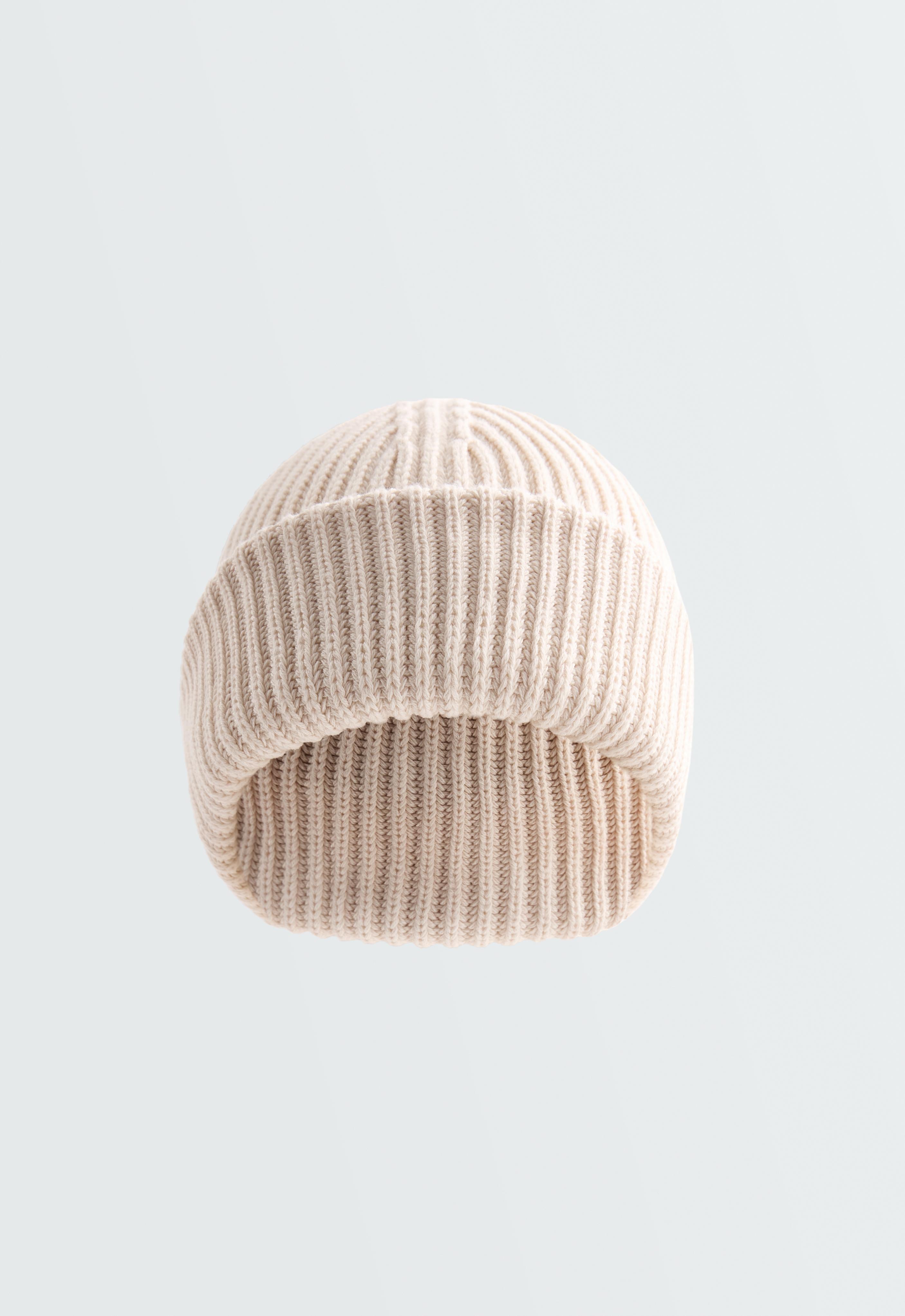 100% cotton ribbed beanie — ECRU