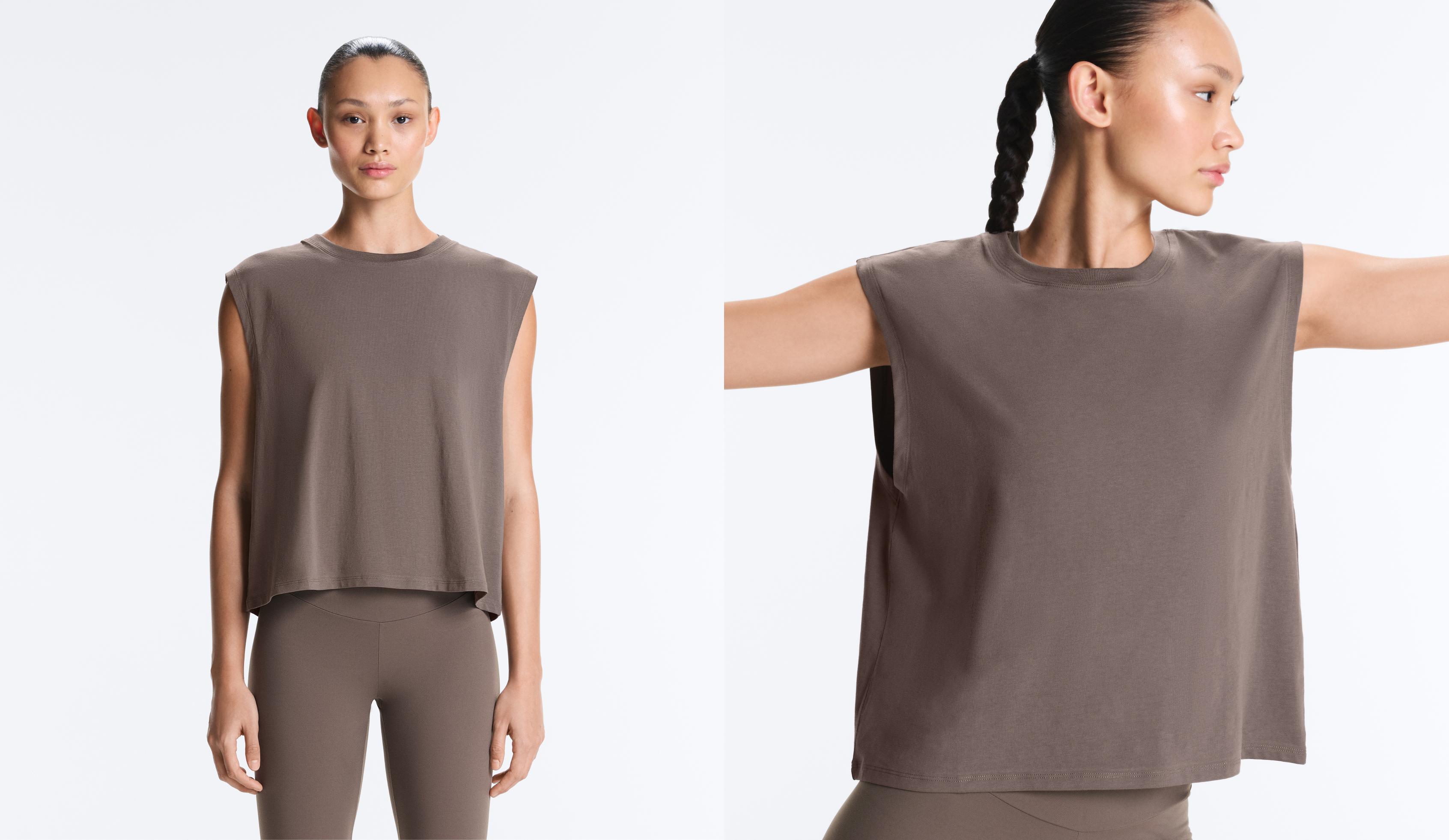 Cotton blend sleeveless T-shirt