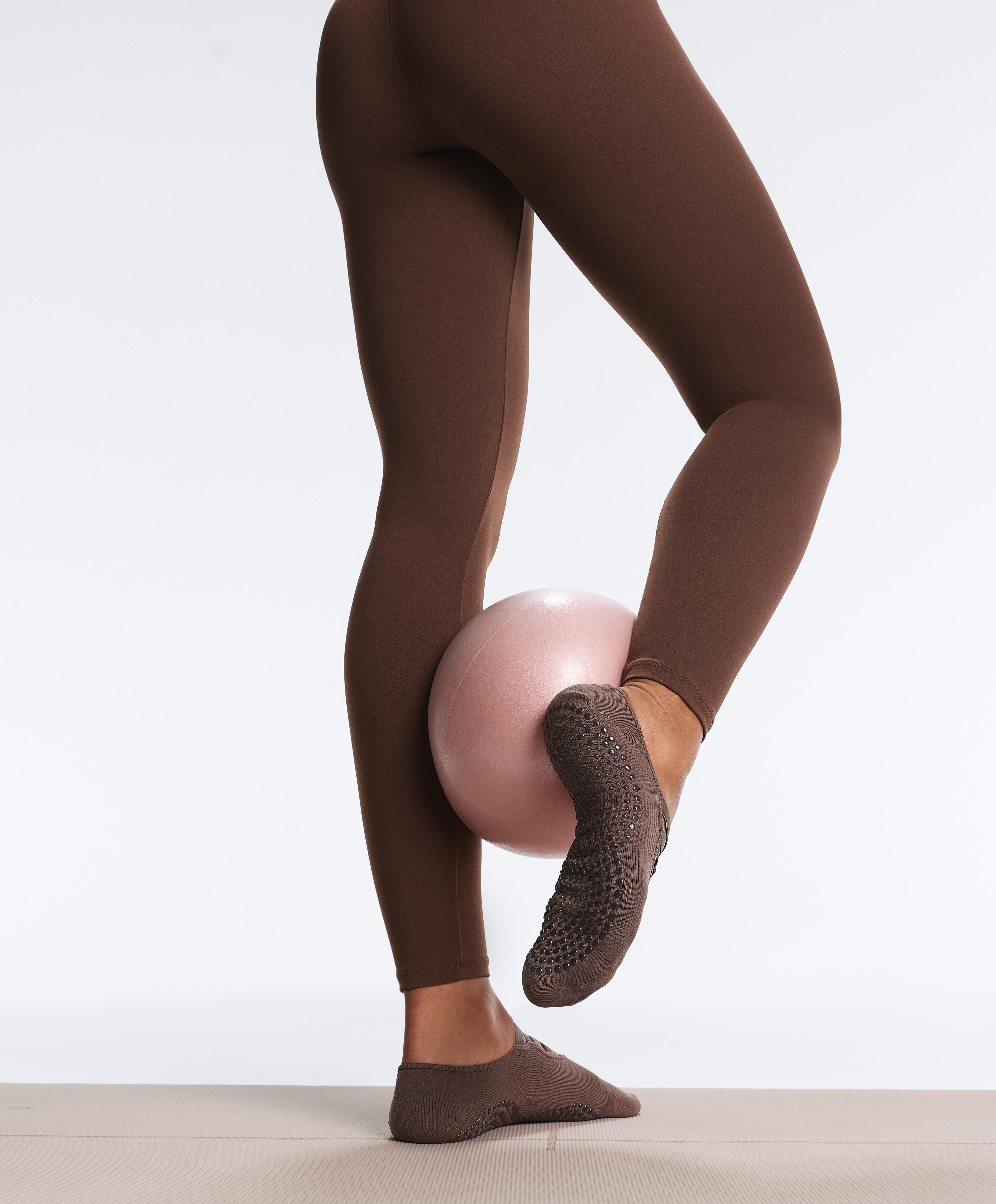 2 pairs of polyamide blend yoga and Pilates socks with double straps — DUSTY PINK