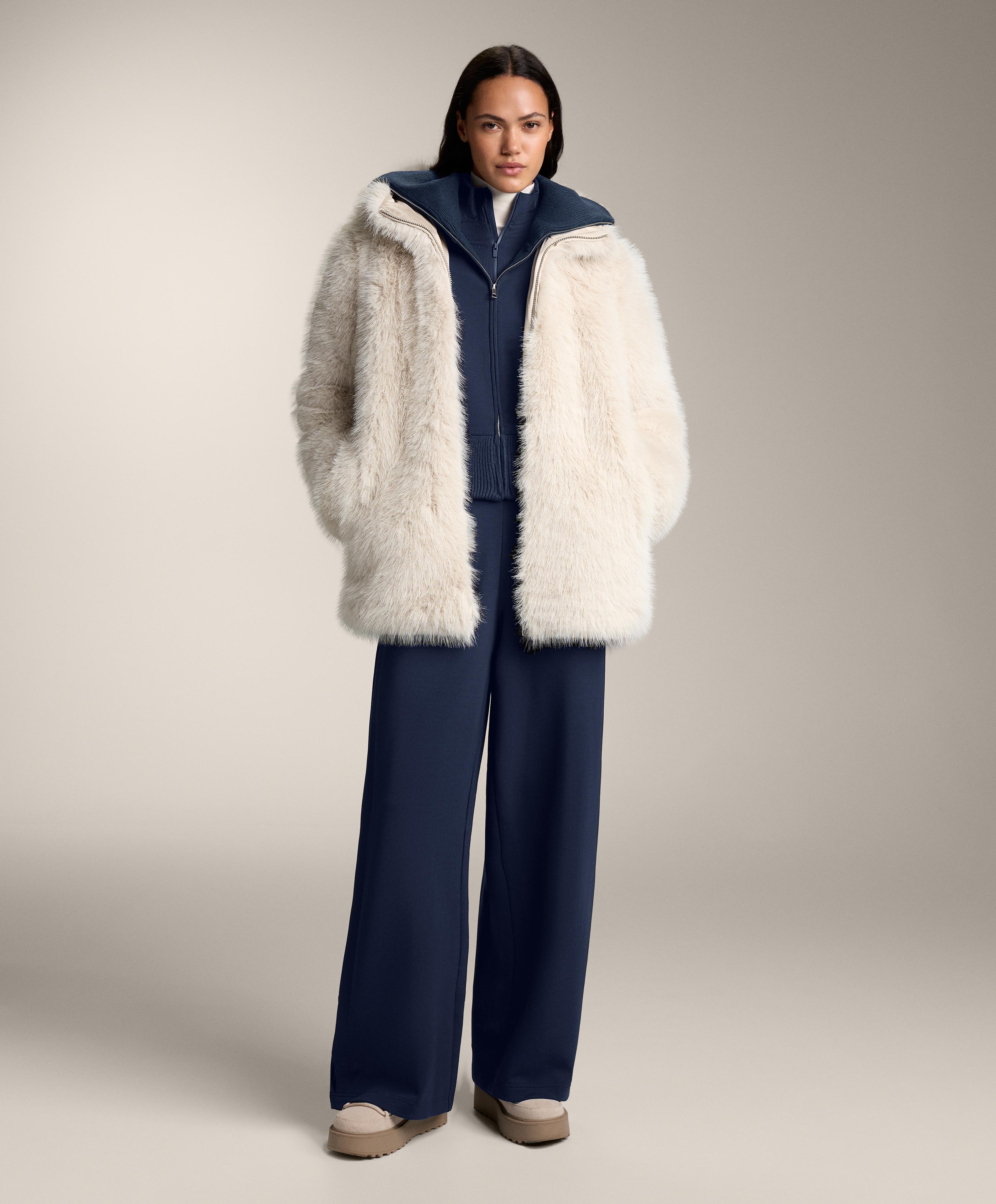 Cocoon trousers with side pleat and brushed modal — NAVY BLUE
