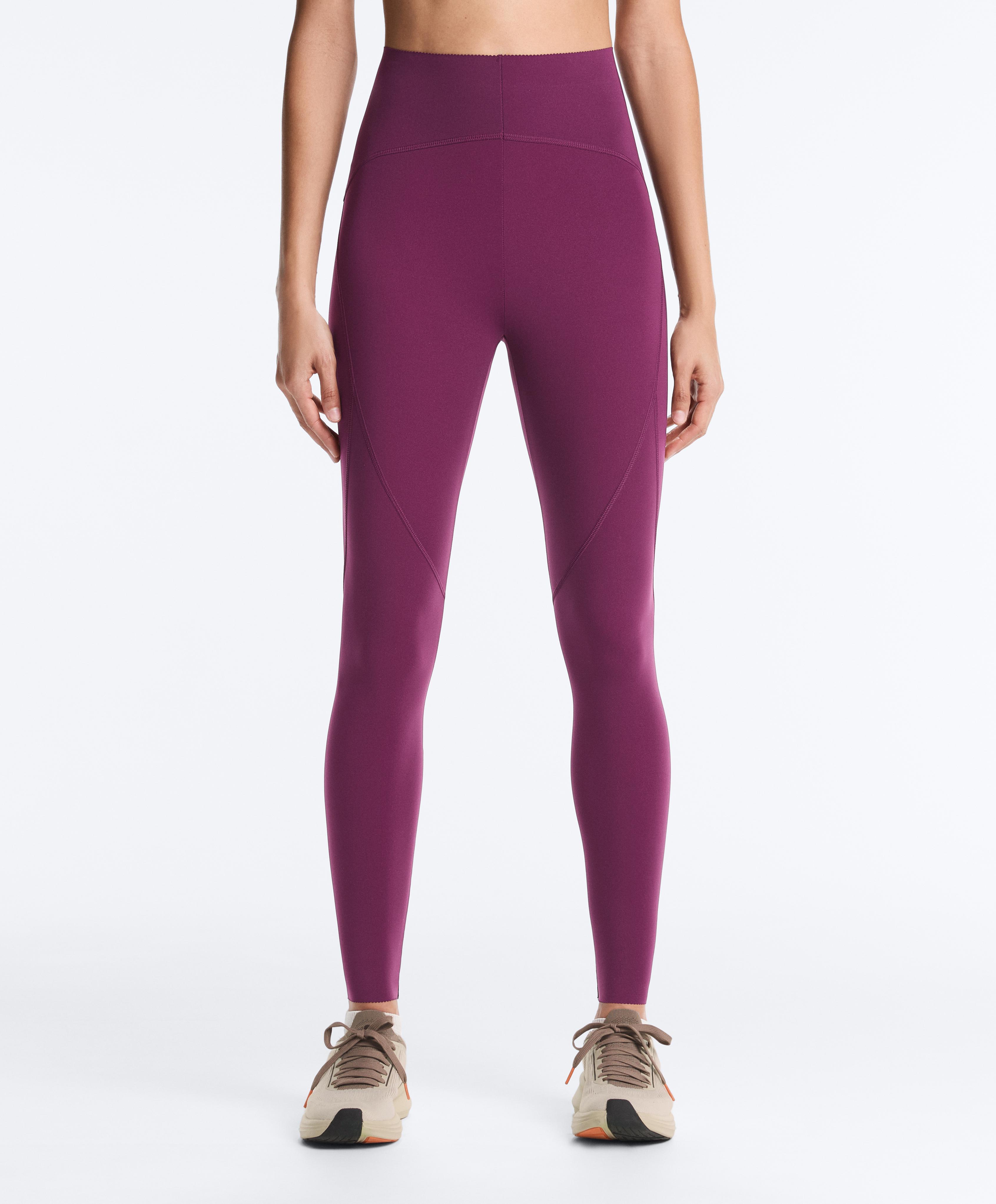 Basic compressive high-waisted ankle-length leggings — DARK PLUM
