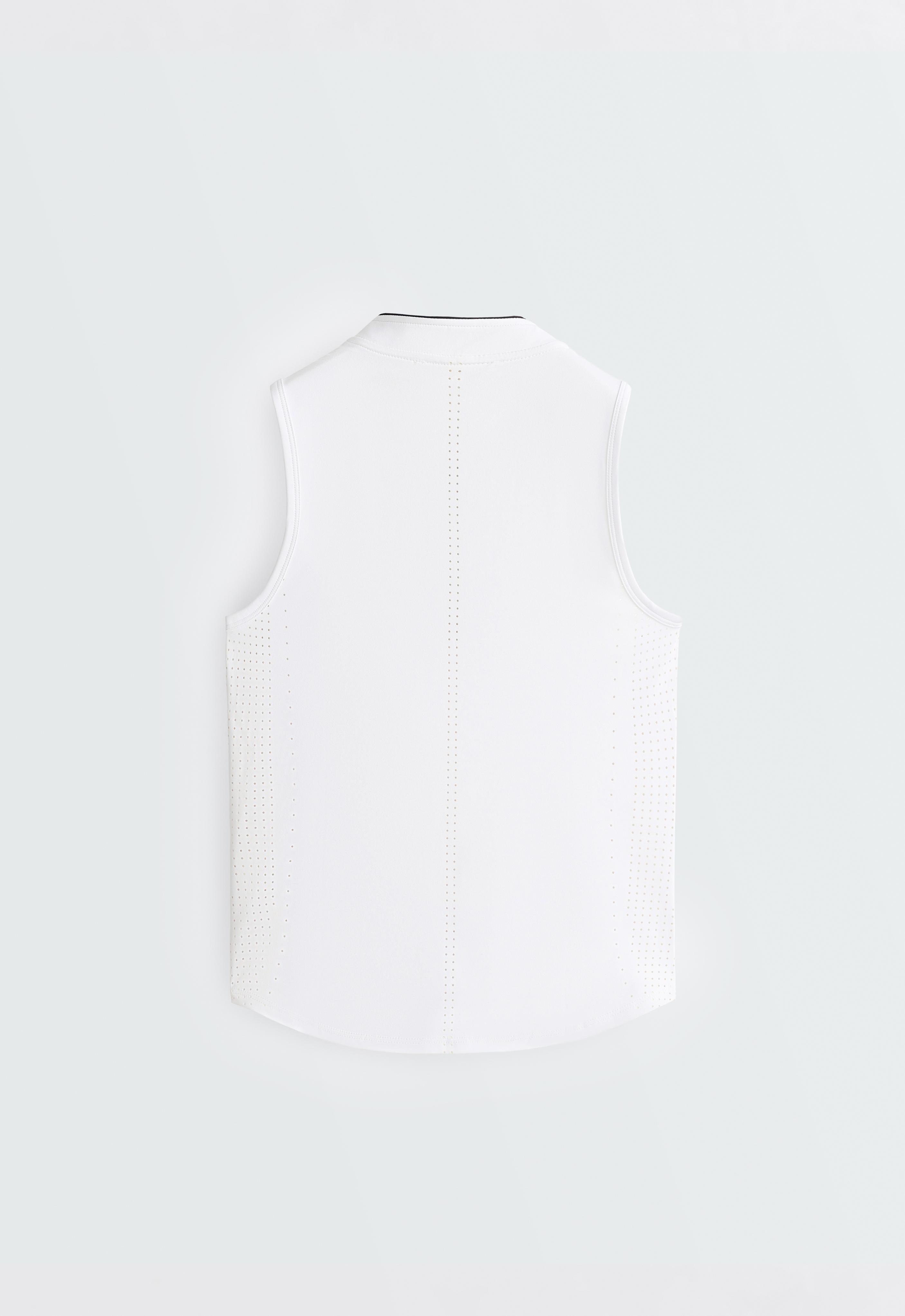 Technical sleeveless T-shirt with half zip — WHITE 