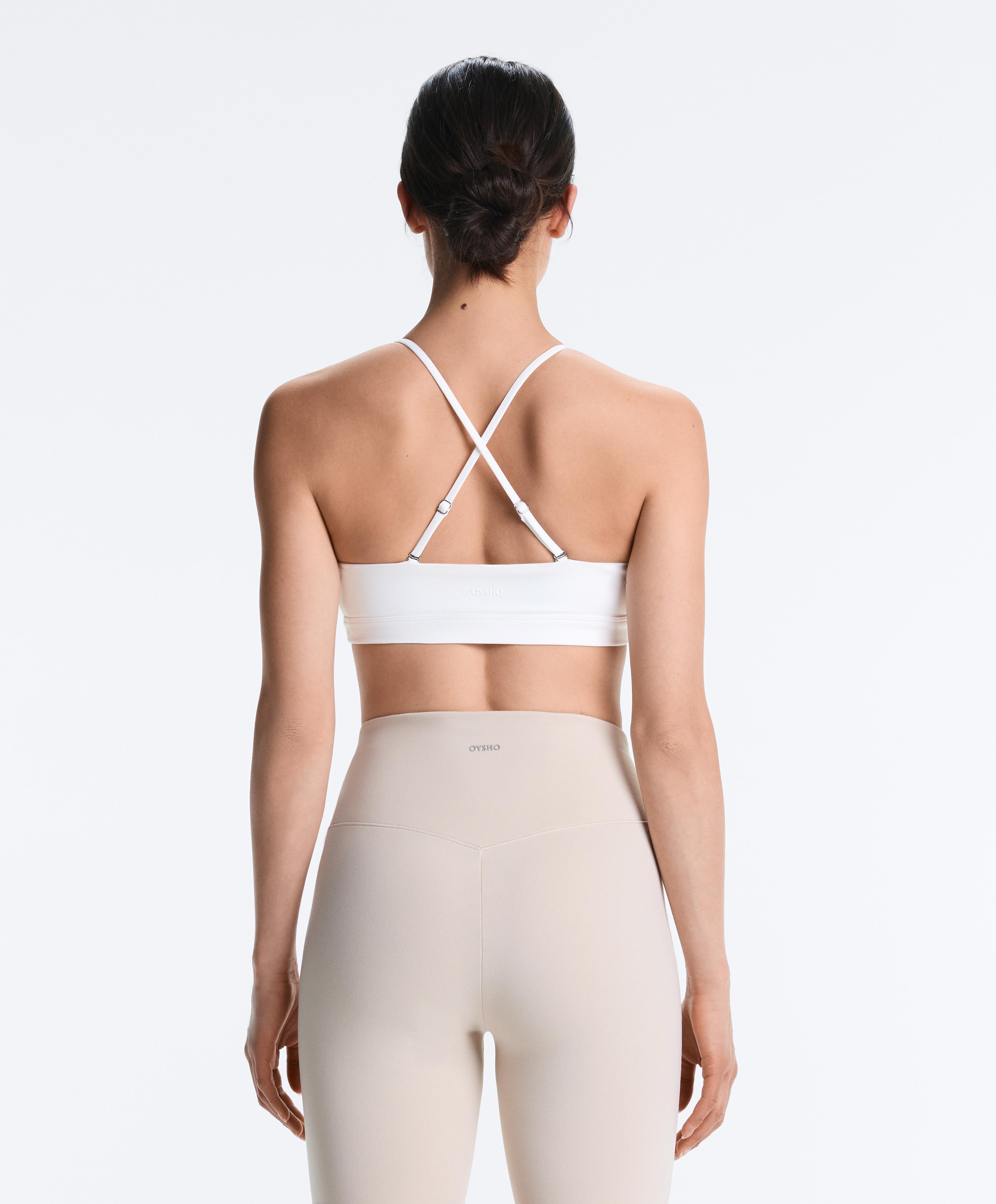 Low-support Comfortlux sports bra with crossover straps — WHITE