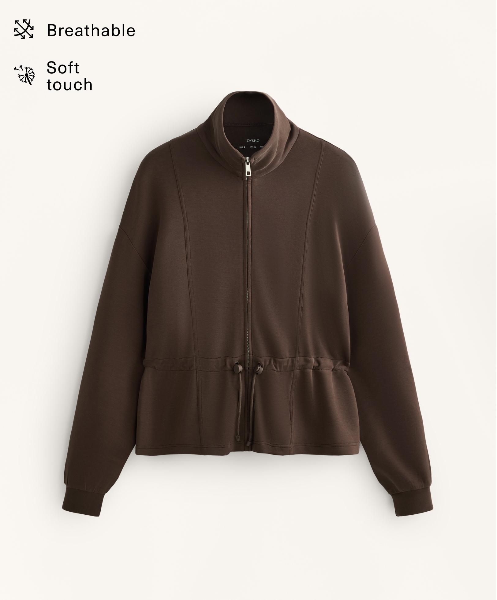 Soft-touch jacket with adjustable waist and modal