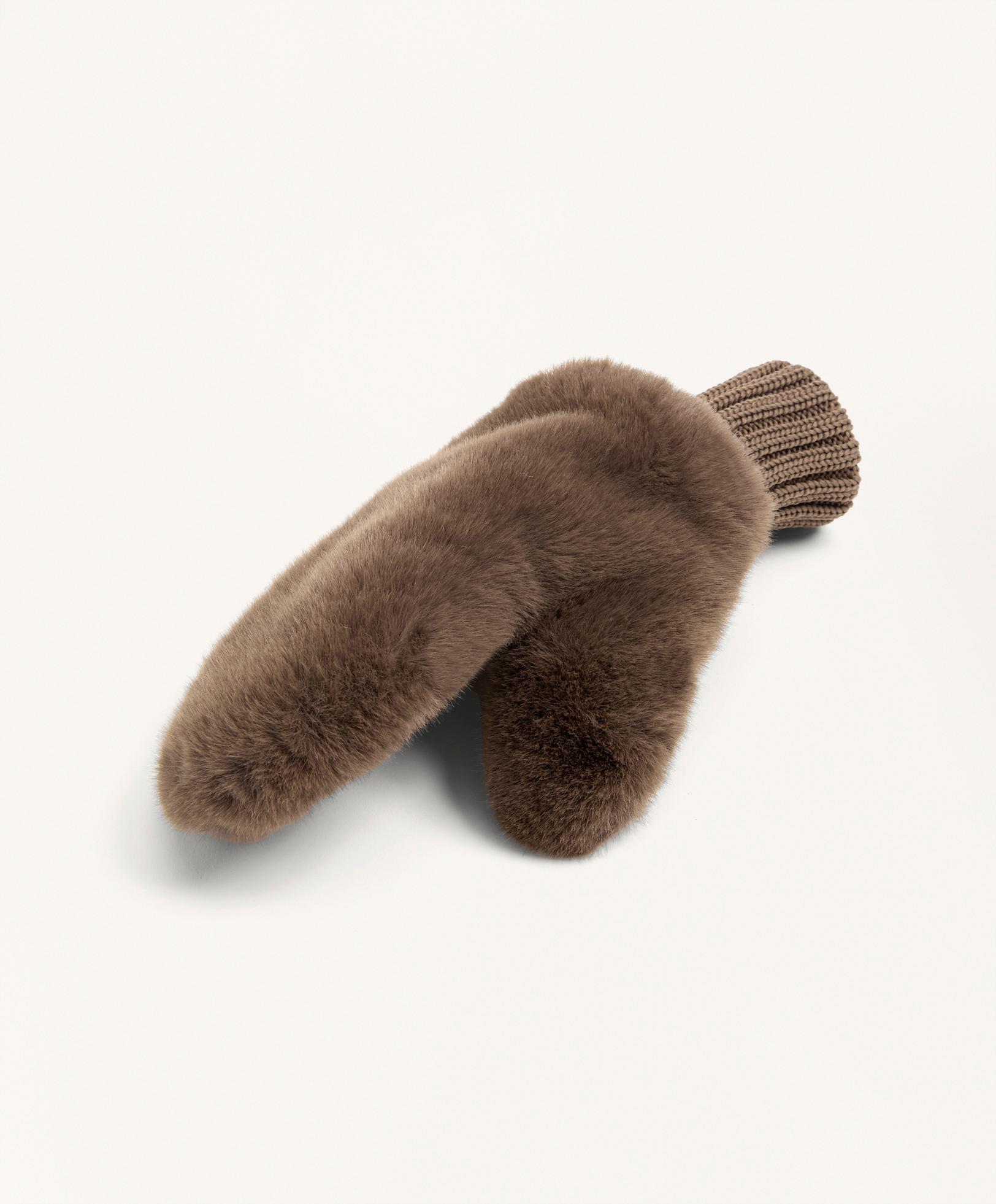 Fäustlinge aus Kunstfell mit Gummibündchen